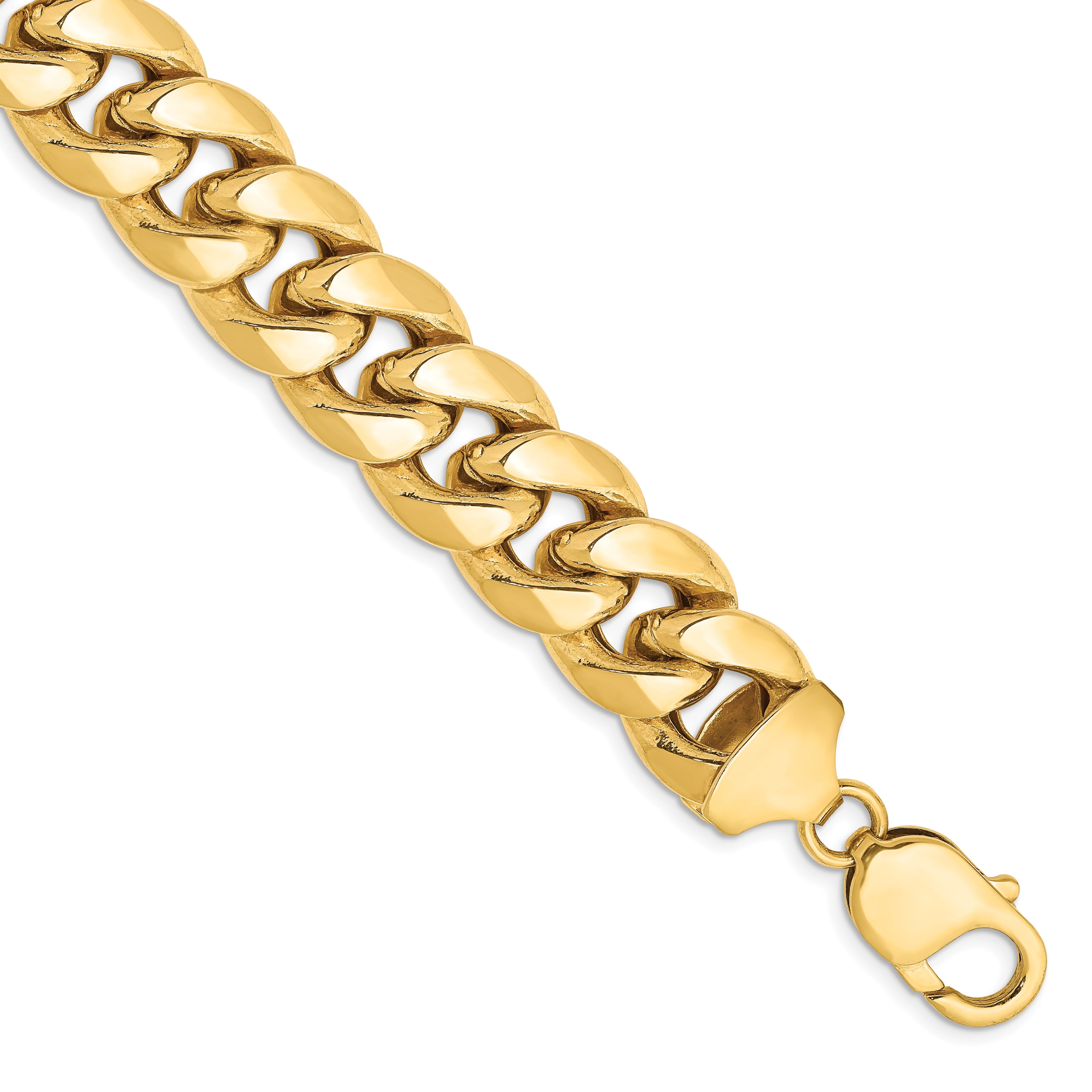 14K 9 Inch 13.2Mm Semi-Solid Miami Cuban With Lobster Clasp Chain