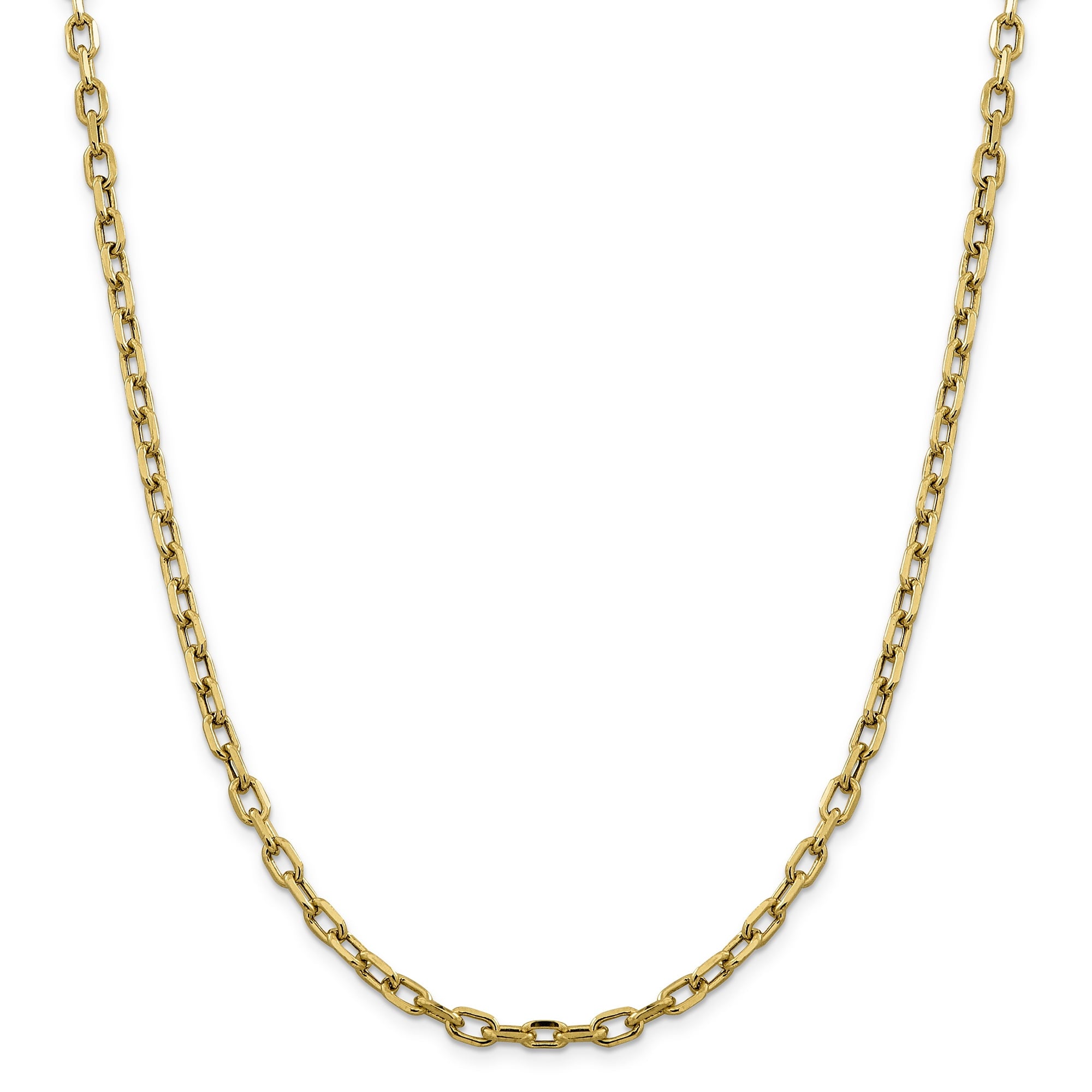 14K 20 Inch 4.9Mm Semi-Solid Diamond-Cut Open Link Cable With Lobster Clasp Chain