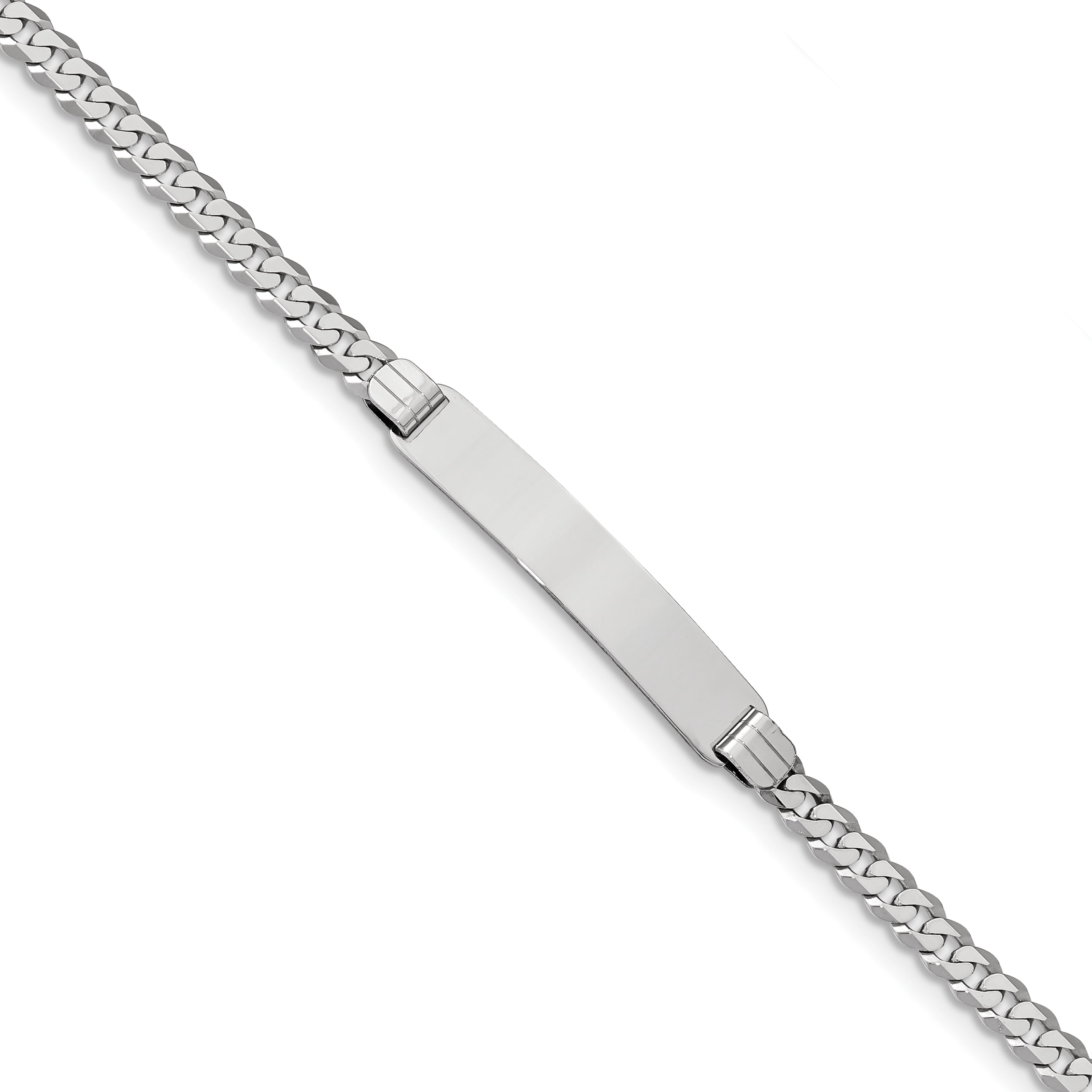 14K Wg Flat Curb Link Id Bracelet