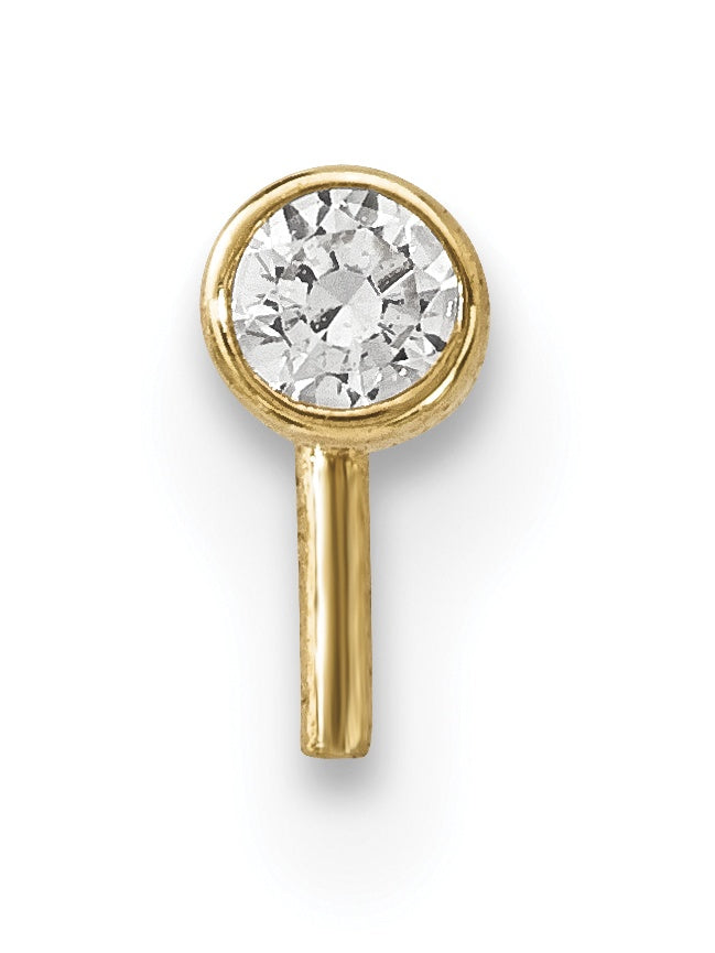 14K 22 Gauge 2.5Mm Cz Nose Stud