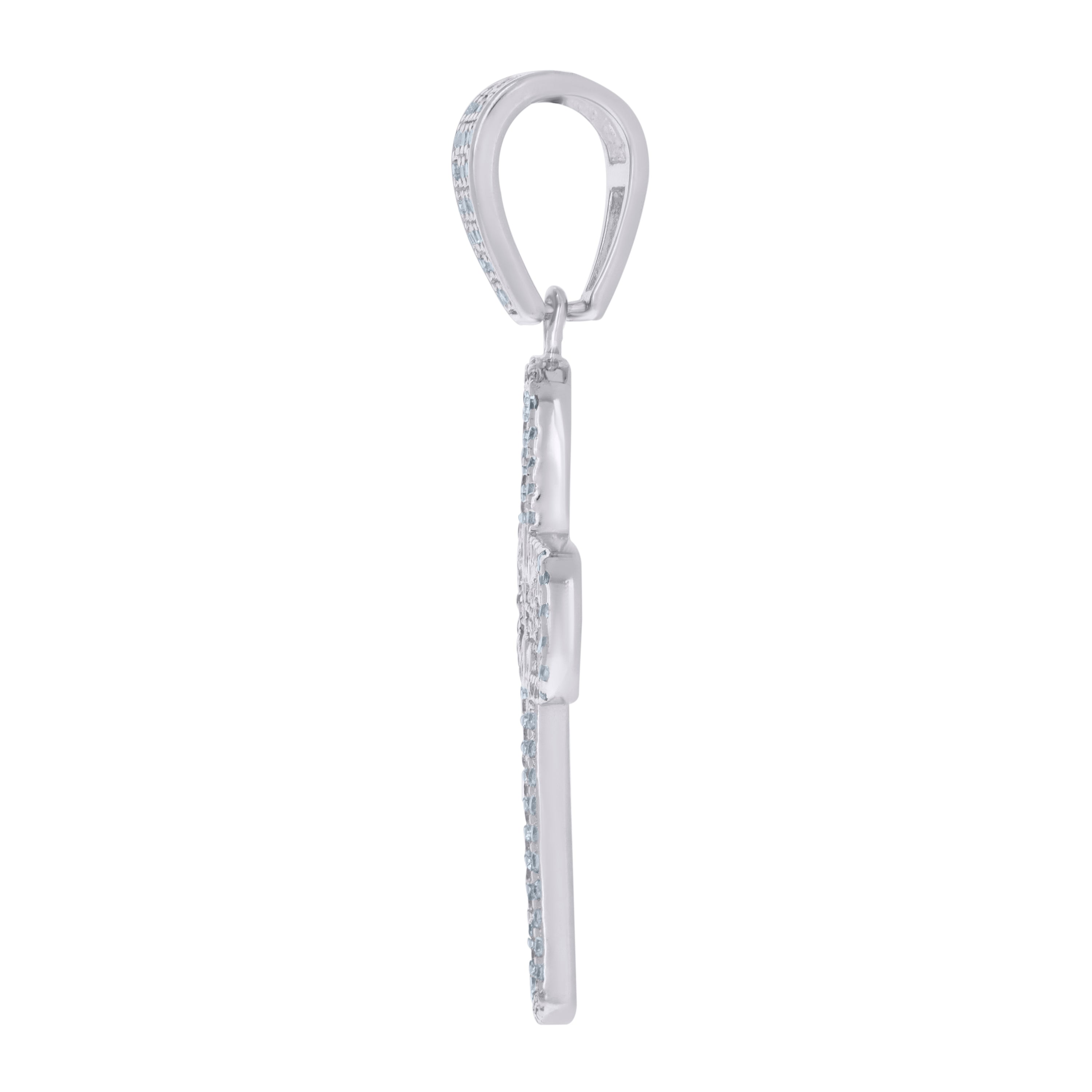 925 Sterling Silver Mens Cubic Zirconia Cross Religious Charm Pendant
