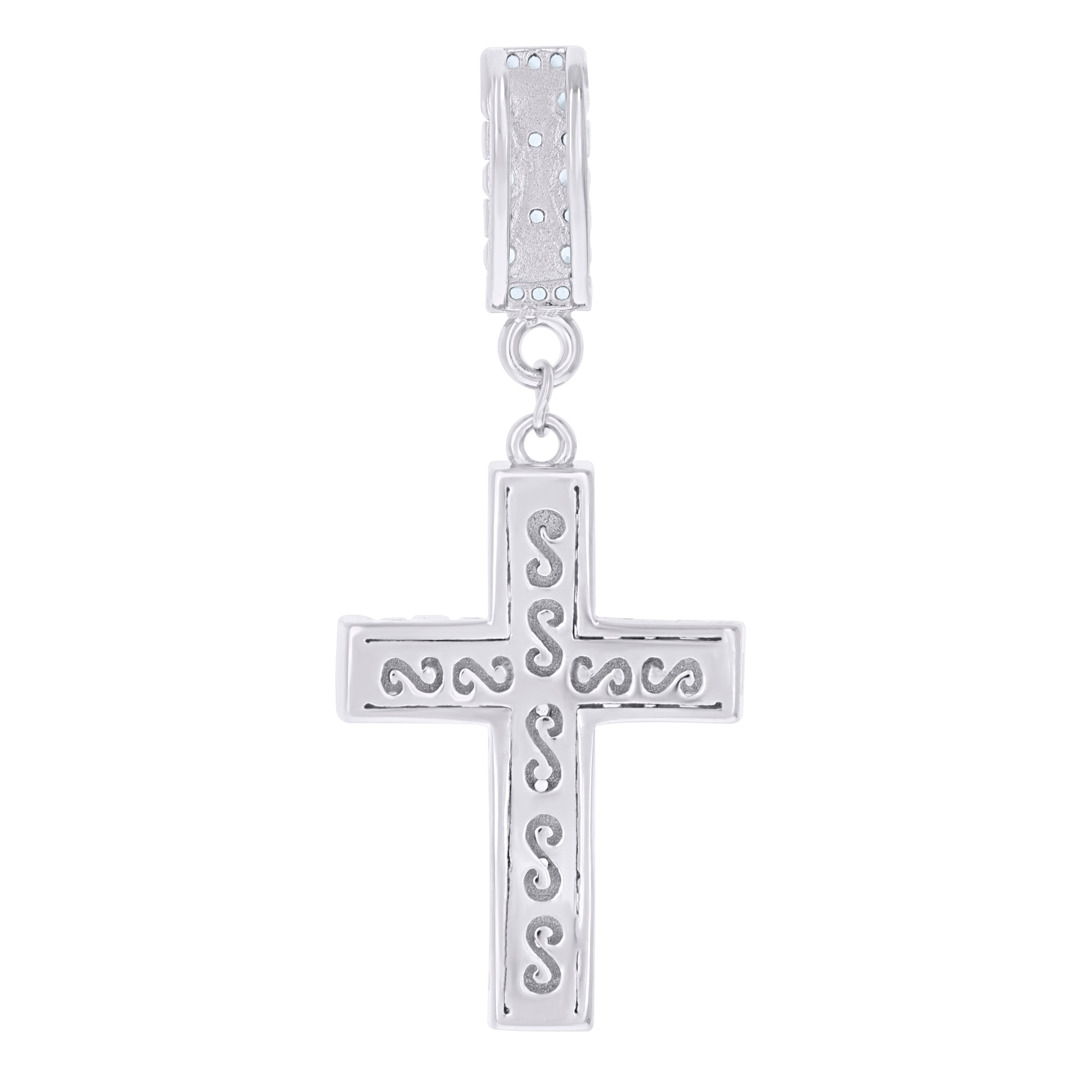925 Sterling Silver Mens Cubic Zirconia Cross Religious Charm Pendant