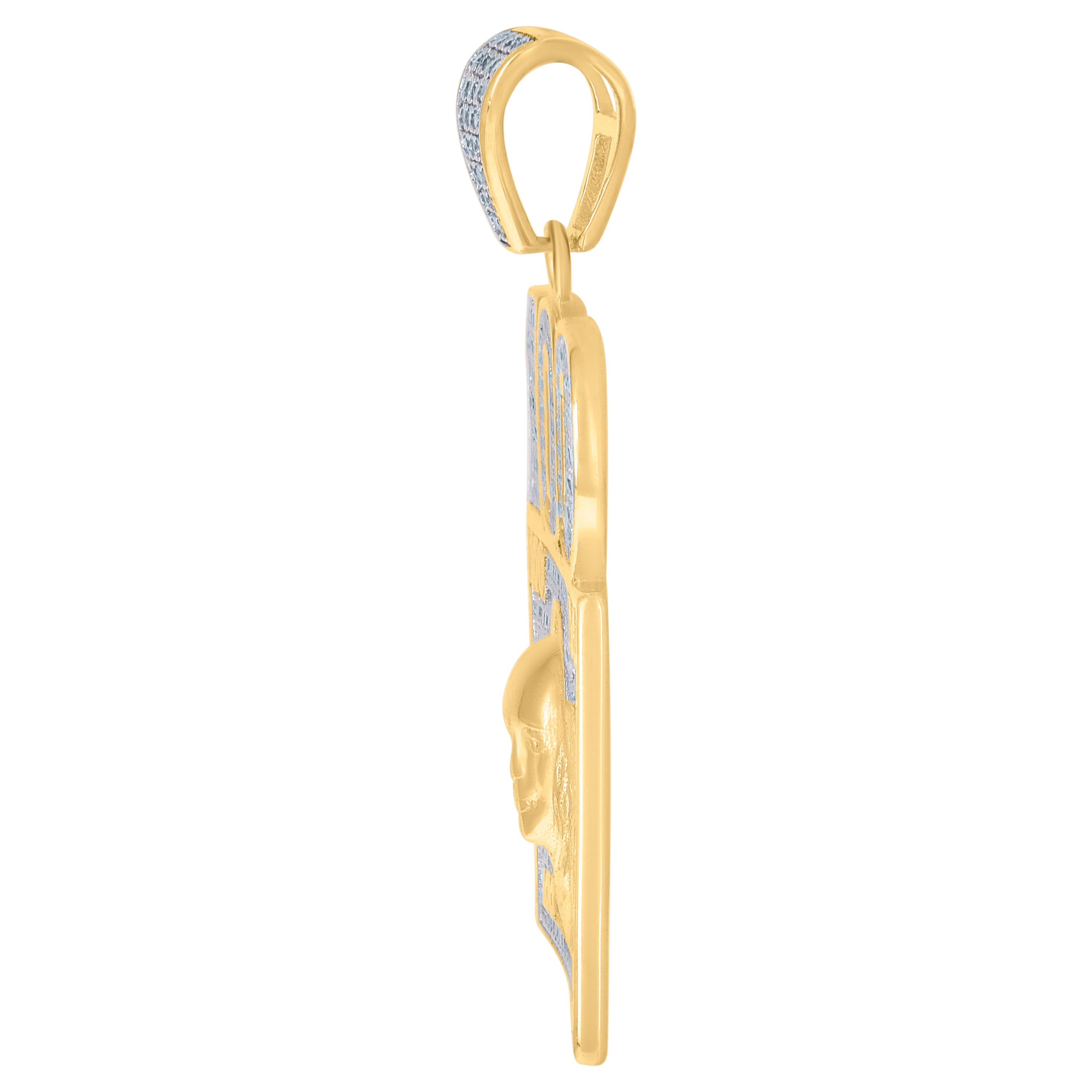 925 Sterling Silver Yellow-tone Mens Cubic-Zirconia 100 Dollar Bill Currency Fashion Charm Pendant