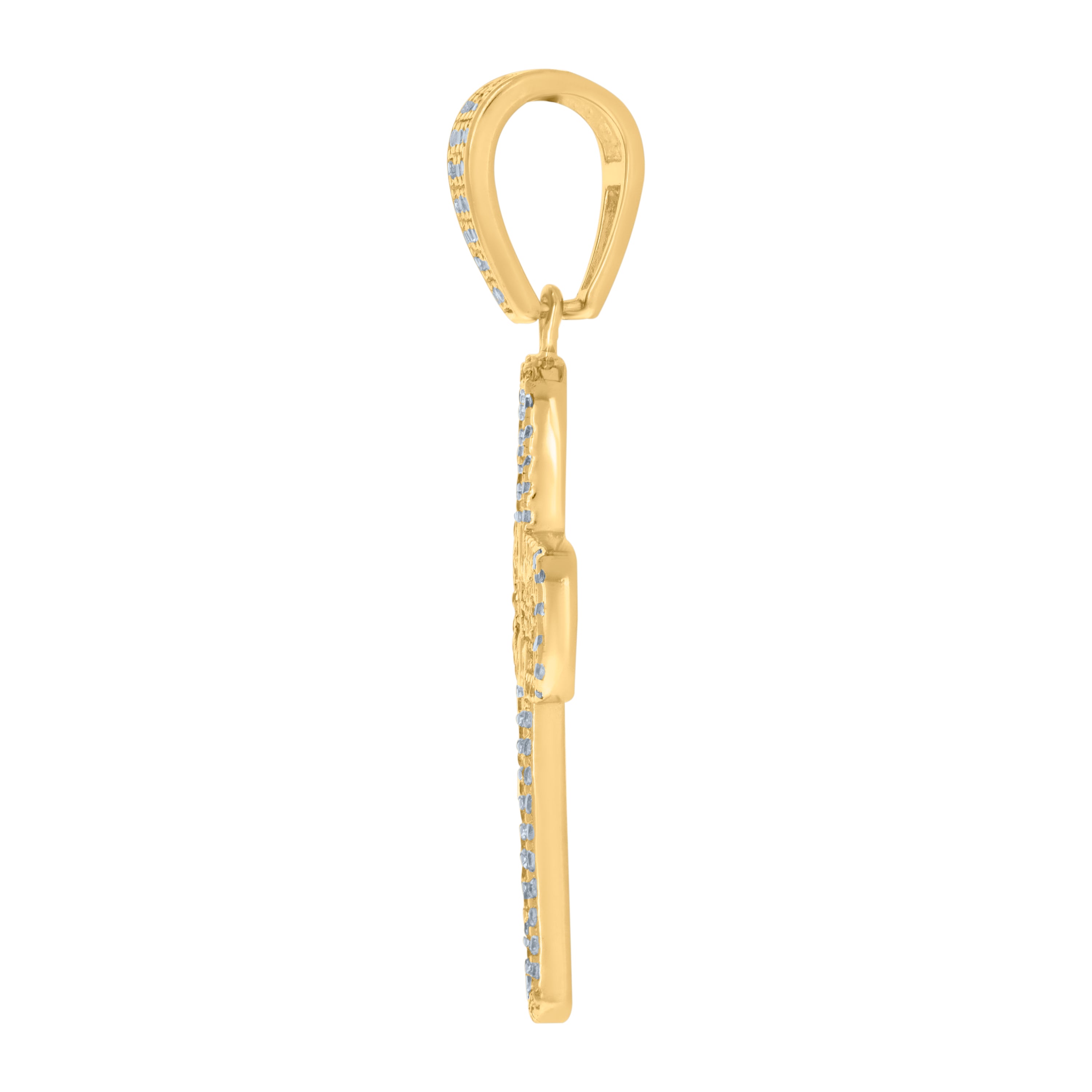 925 Sterling Silver Yellow-Tone Mens Cubic-Zirconia Cross Religious Charm Pendant
