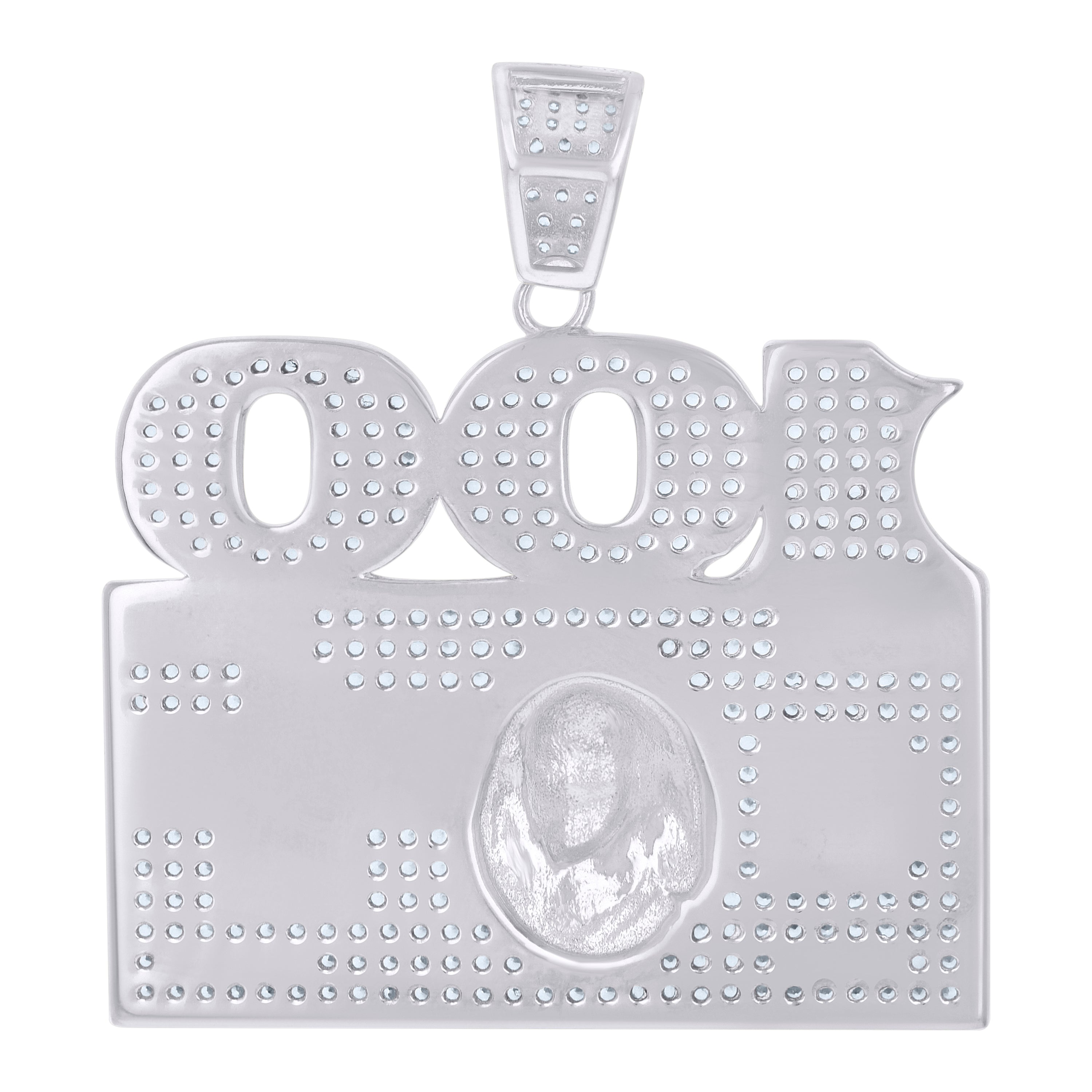 925 Sterling Silver Mens Cubic-Zirconia 100 Dollar Bill Currency Fashion Charm Pendant