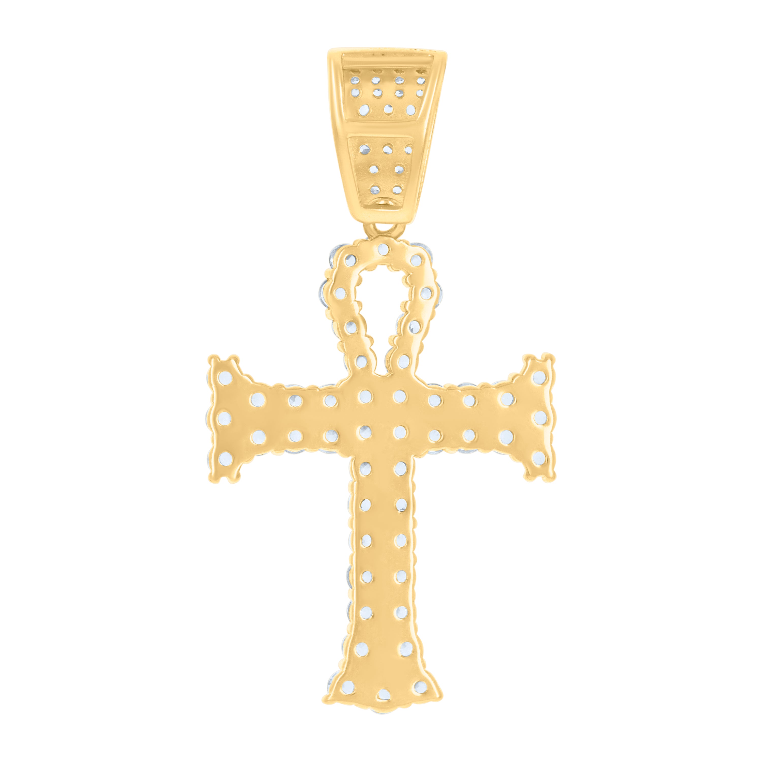 925 Sterling Silver Yellow-Tone Mens Cubic-Zirconia Cross Religious Charm Pendant