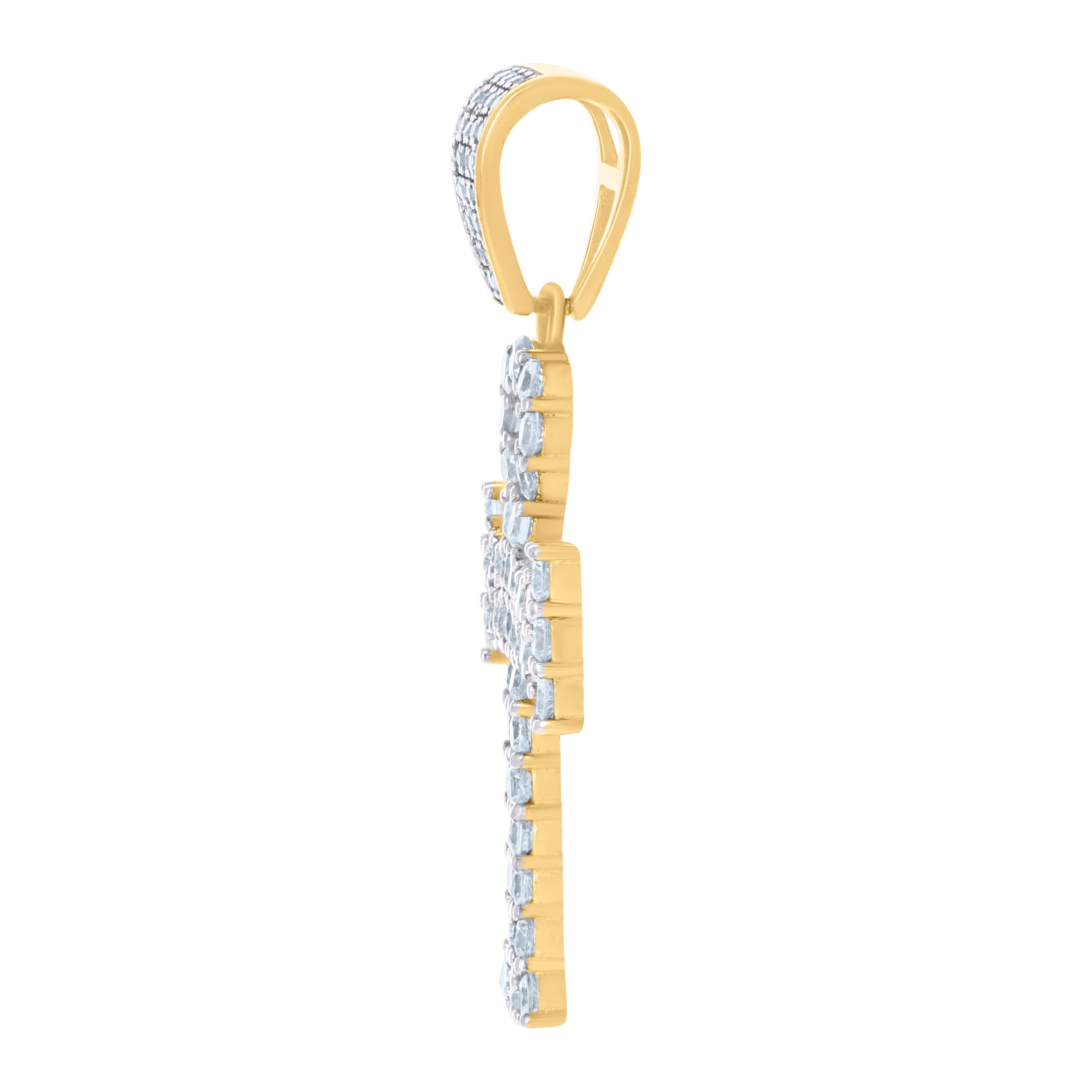 925 Sterling Silver Yellow-Tone Mens Cubic-Zirconia Cross Religious Charm Pendant