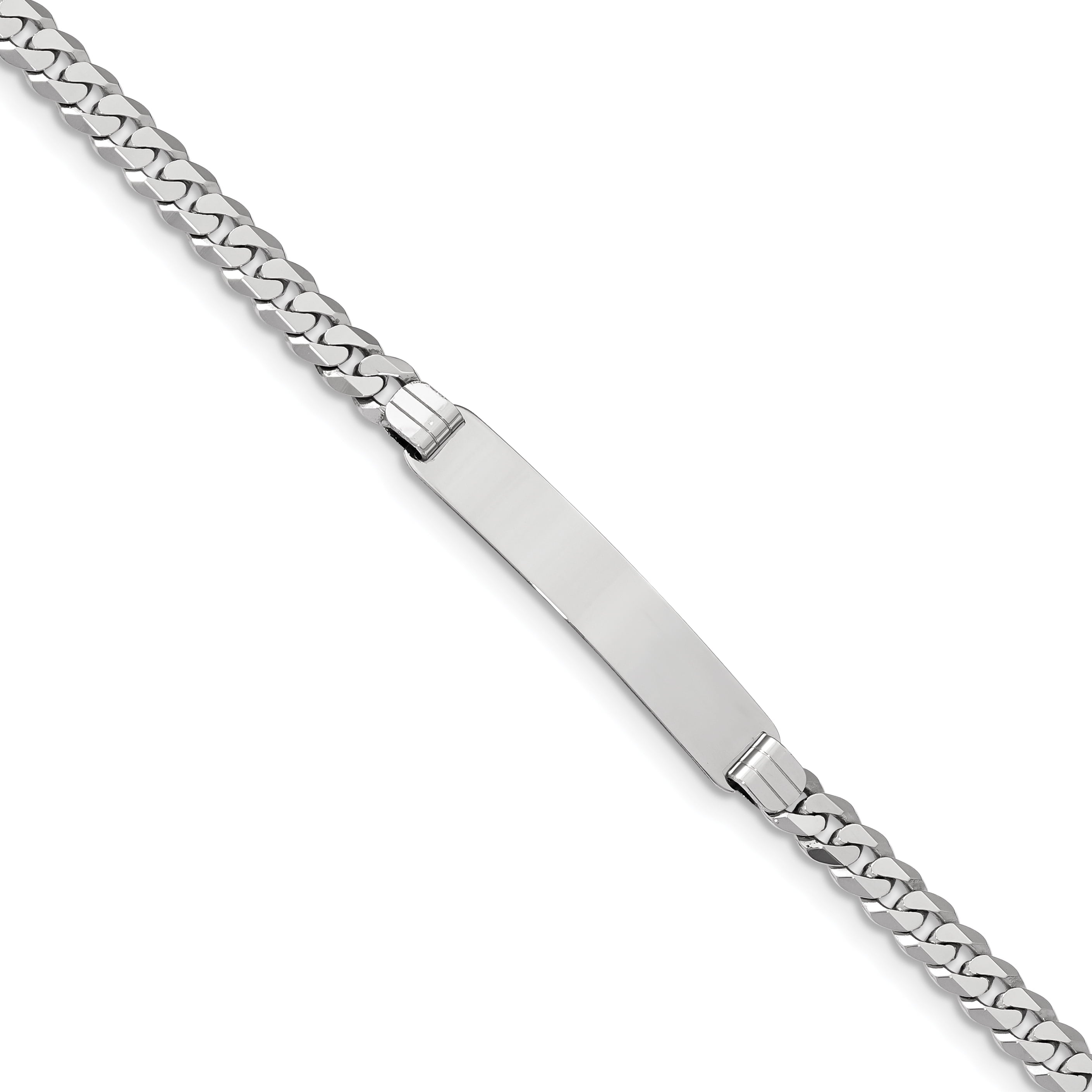 14K Wg Flat Curb Link Id Bracelet