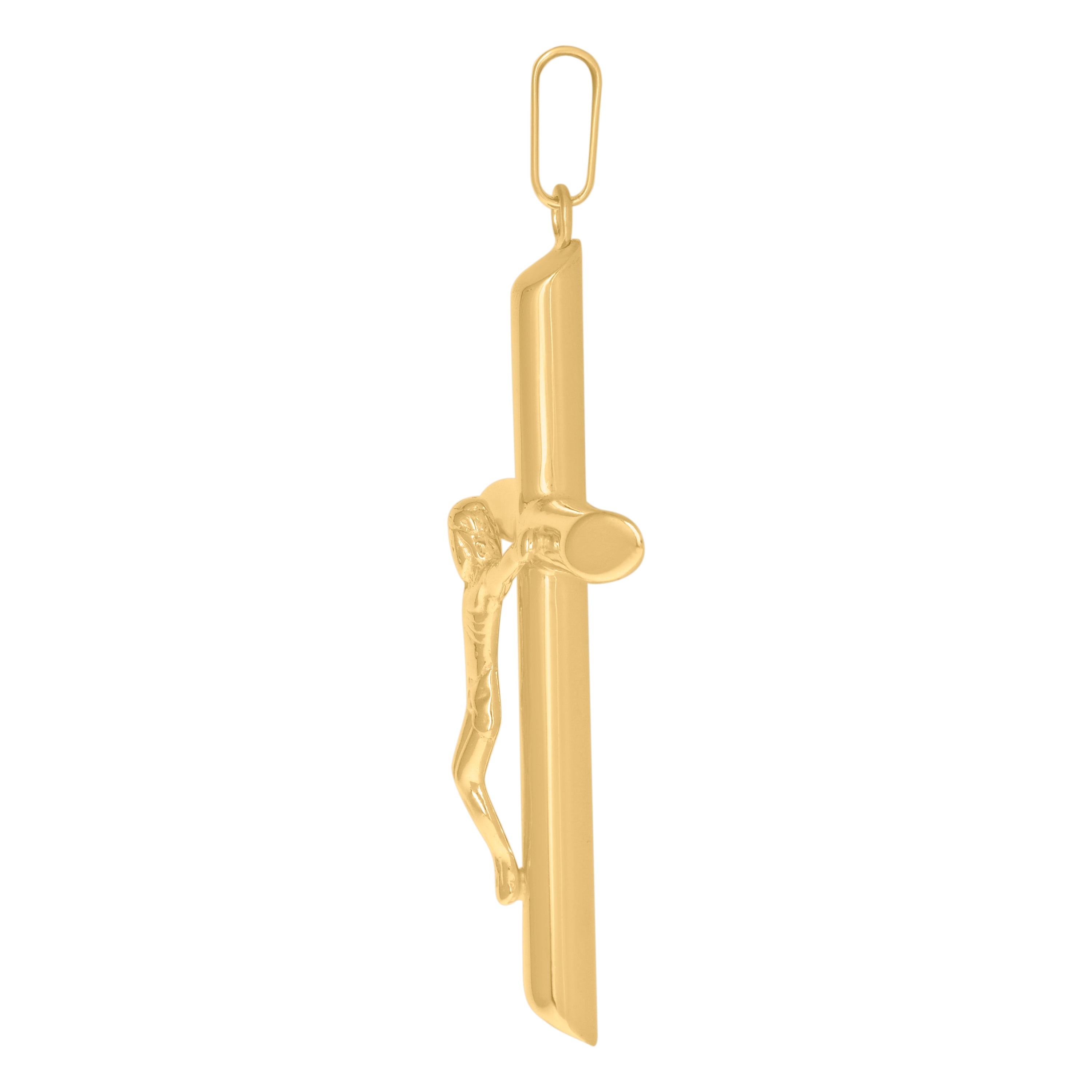 925 Sterling Silver Mens Yellow-Tone Crucifix Religious Charm Pendant