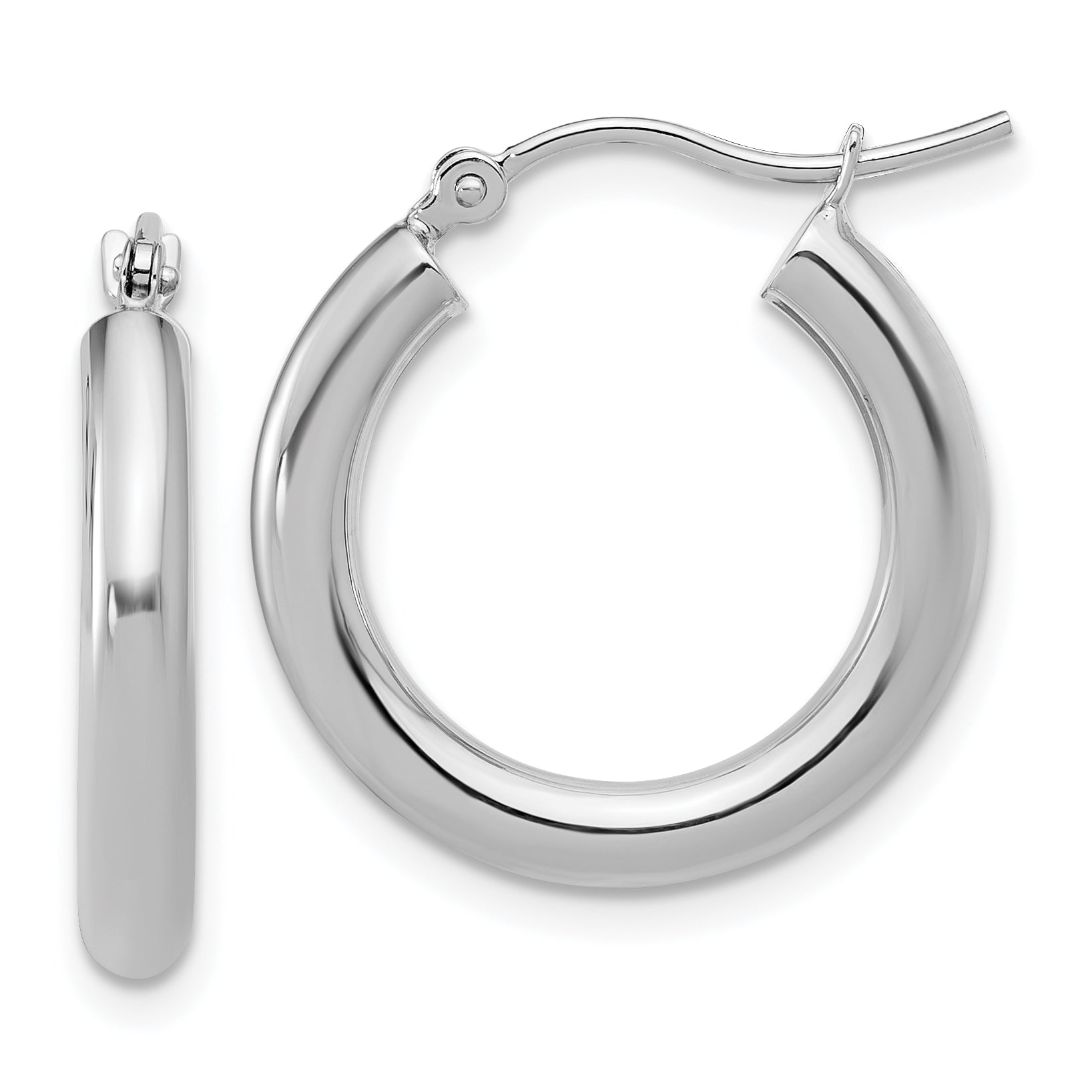14K White Gold Polished Hoop Earrings