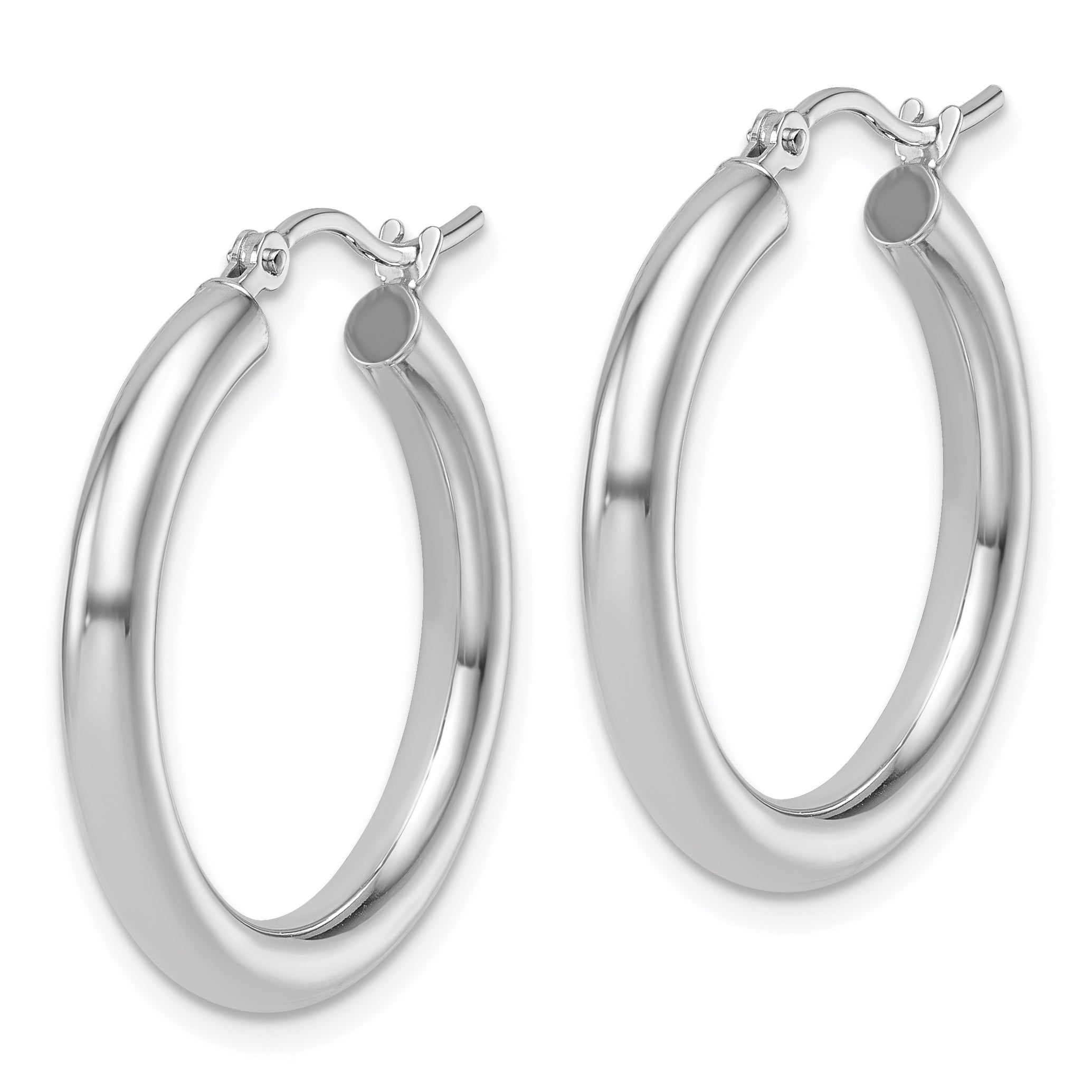 14K White Gold Polished Hoop Earrings