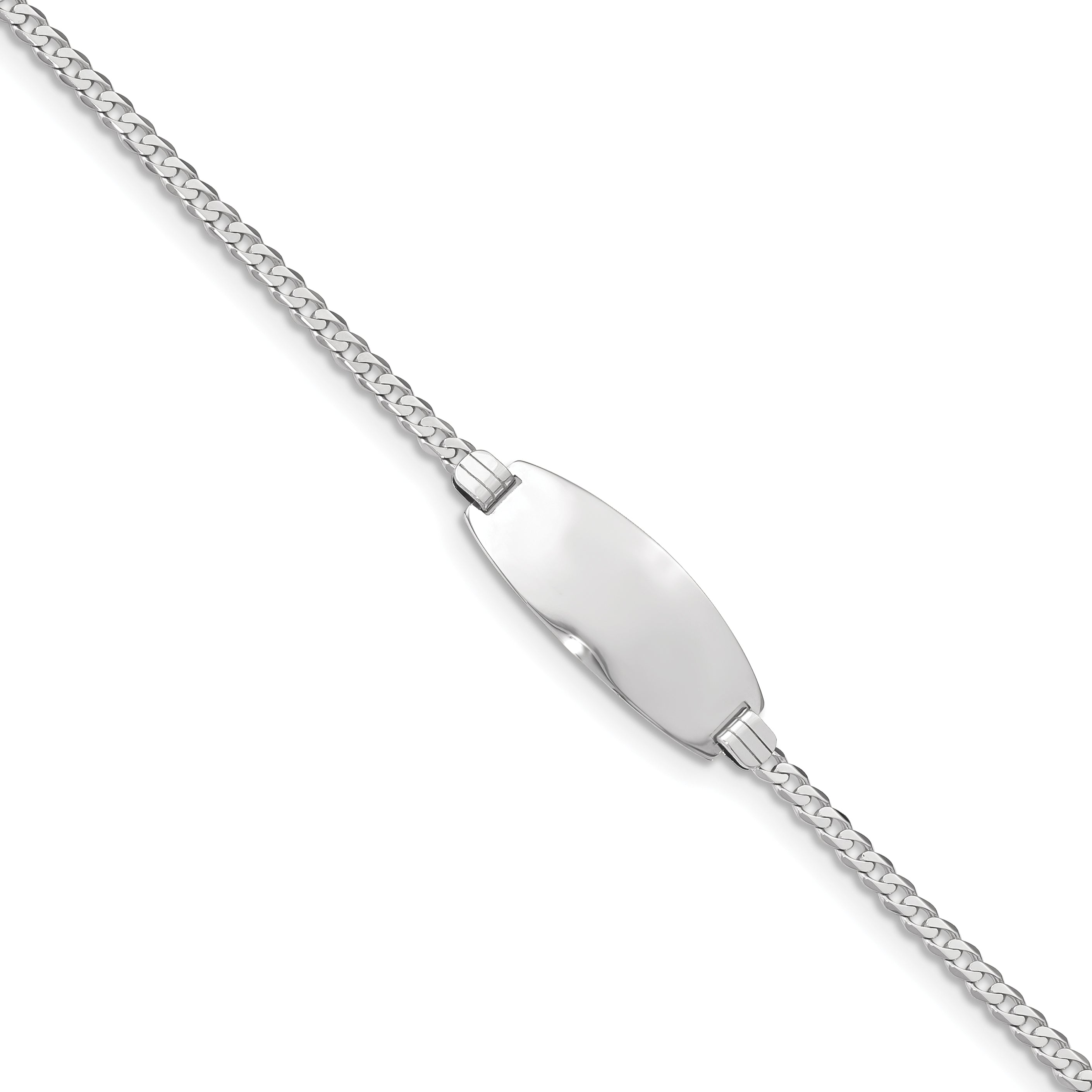 14K White Gold Oval Curb Id Bracelet