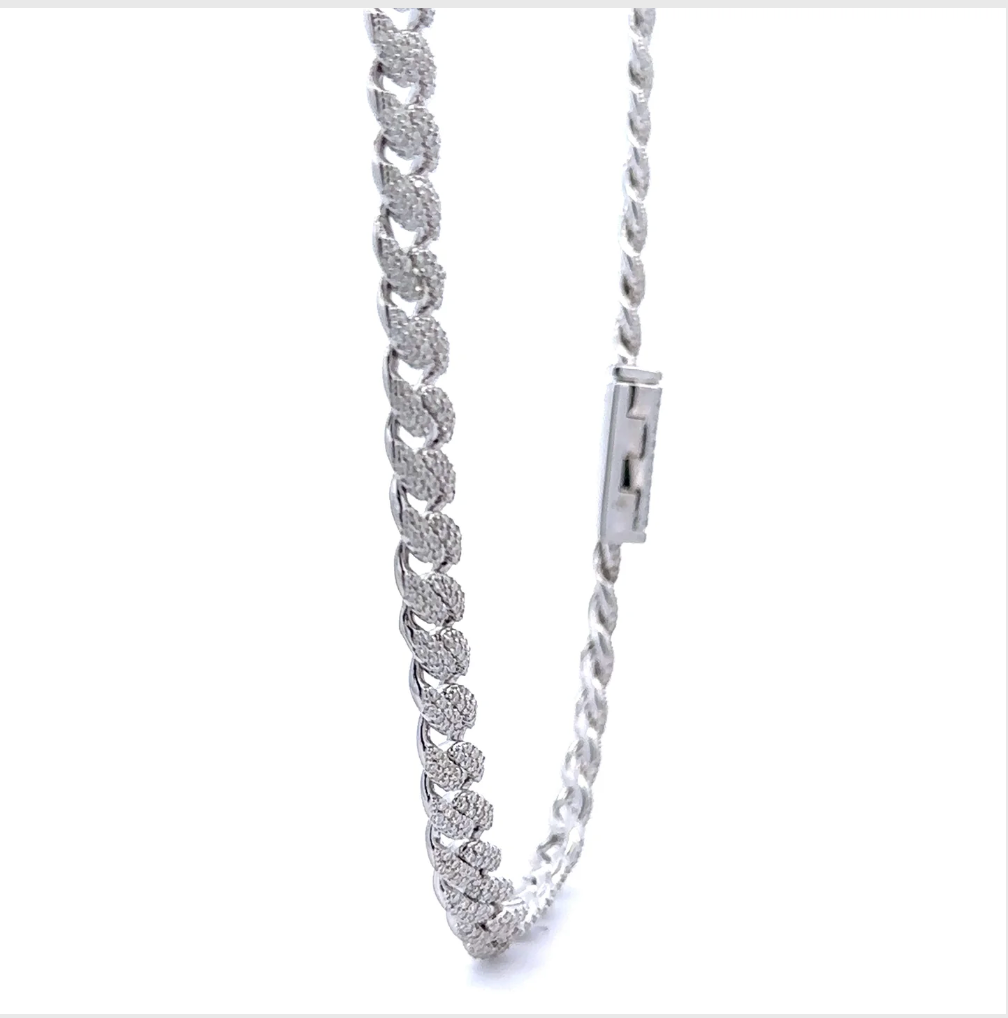 925 STERLING SILVER WIZARD 6MM RHODIUM OR YELLOW GOLD PLATED MOISSANITE ICED OUT BRACELET CHAIN