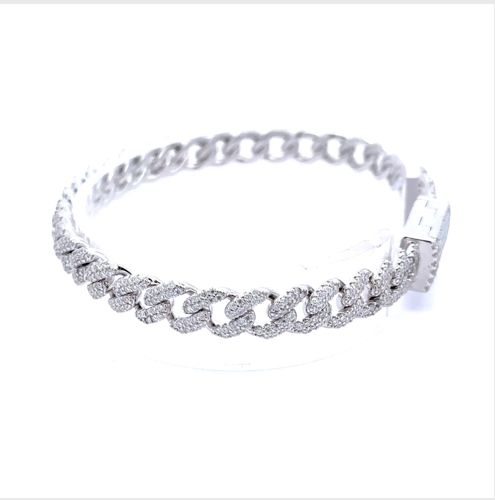 925 STERLING SILVER WIZARD 6MM RHODIUM OR YELLOW GOLD PLATED MOISSANITE ICED OUT BRACELET CHAIN