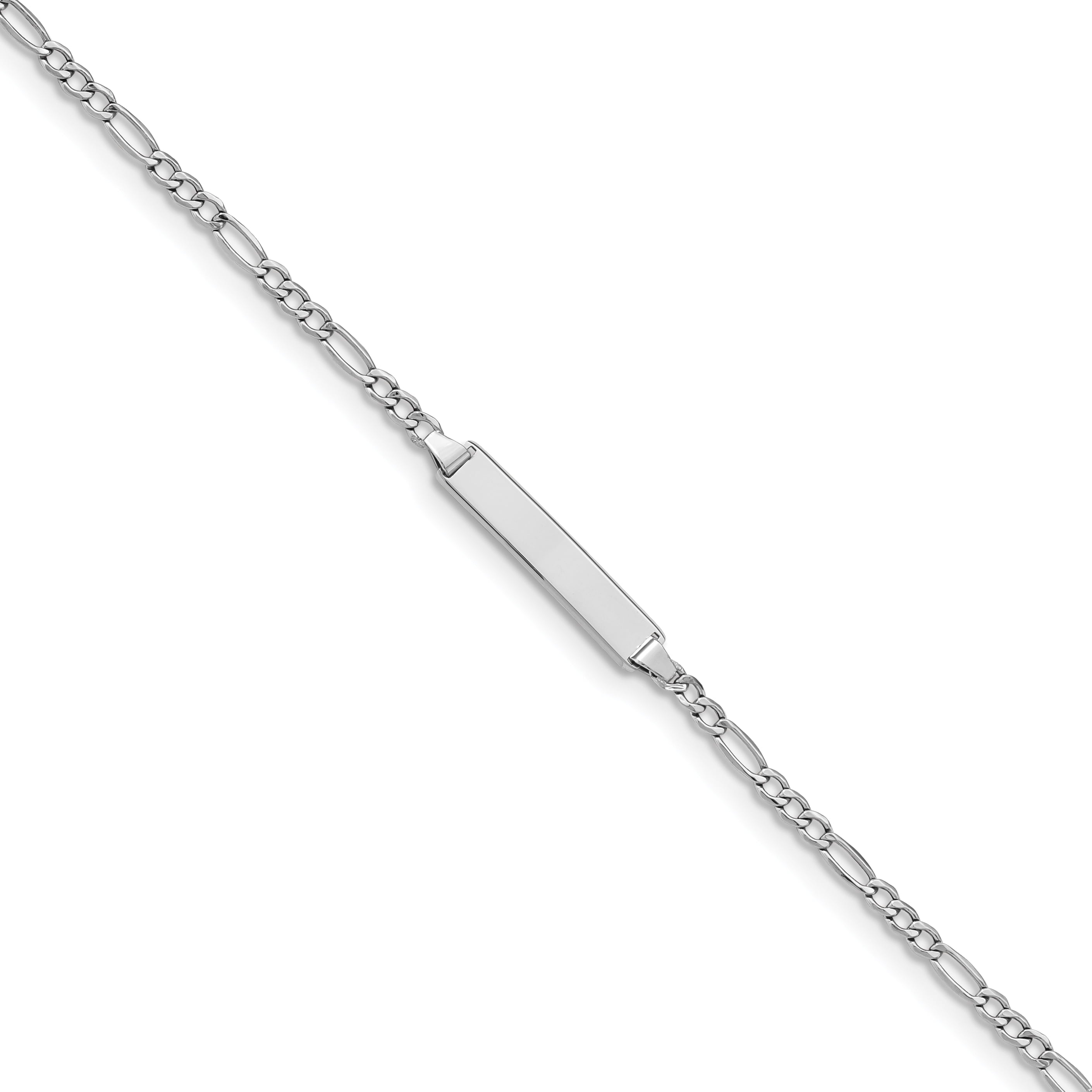 14K Wg Semi-Solid Polished Figaro Id Bracelet