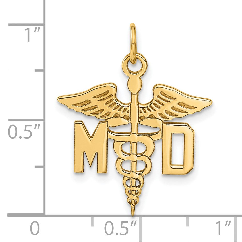 14k Large M.D. Caduceus Charm