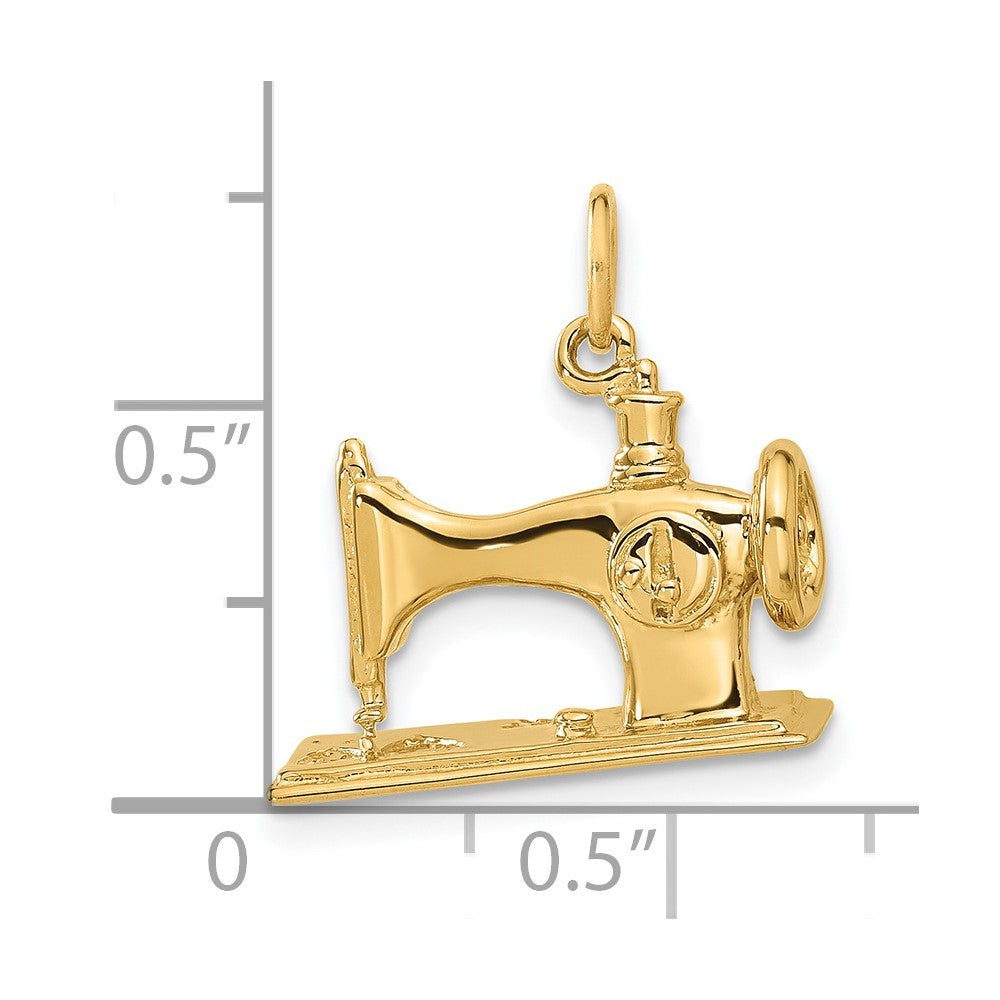 14K 3D Antique Sewing Machine Charm