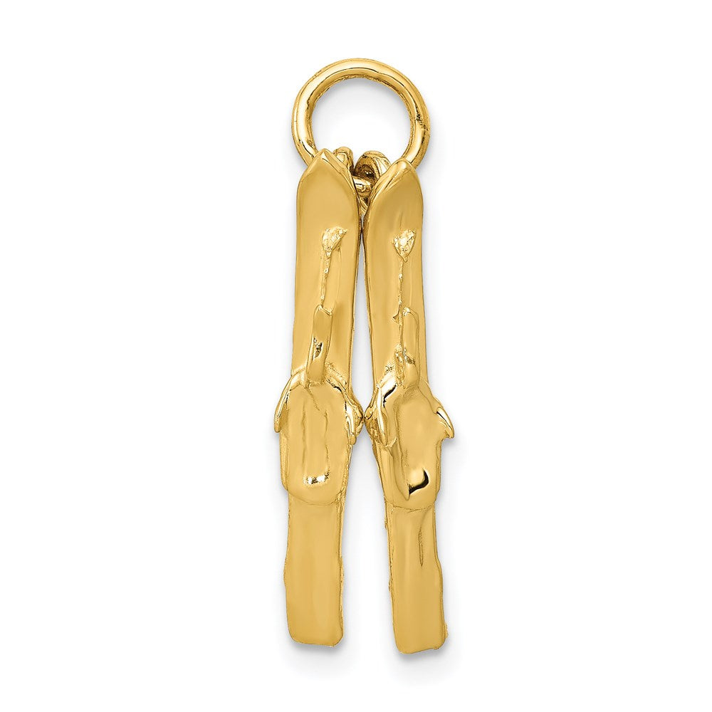 14K 3D Pair Of Skis Charm