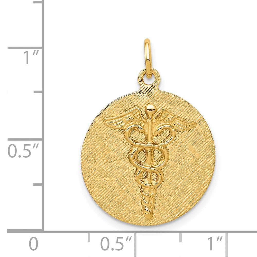 14k Caduceus Disc Charm