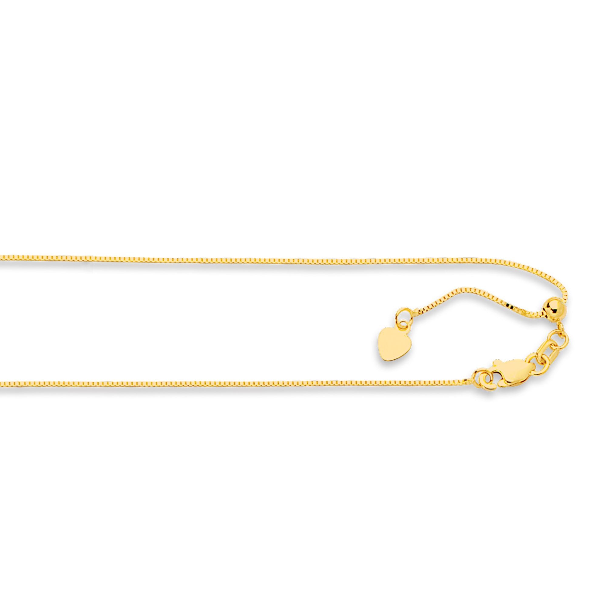 14K Yellow Gold 0.68mm Adjustable Box 22" Chain with Lobster Lock