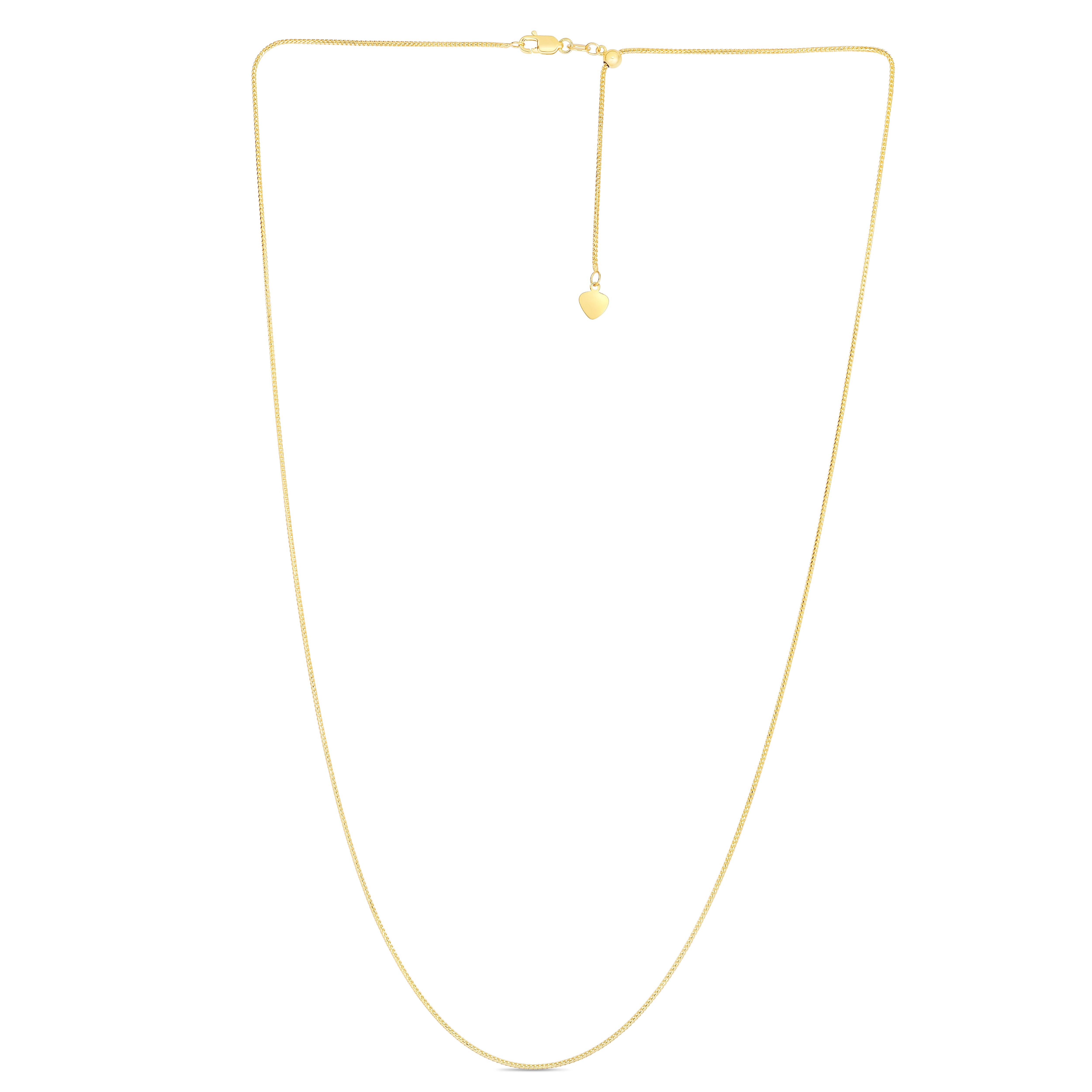 14K Yellow Gold 1mm Adjustable Franco 22" Chain with Lobster Lock