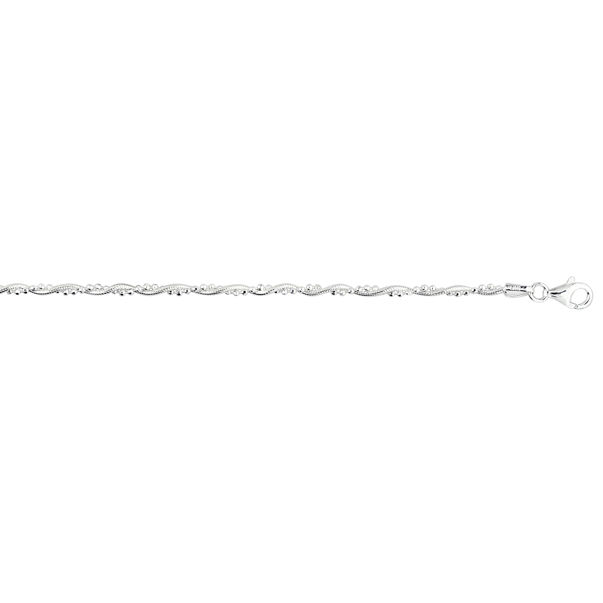 Sterling Silver 10" Twisted Bead Anklet
