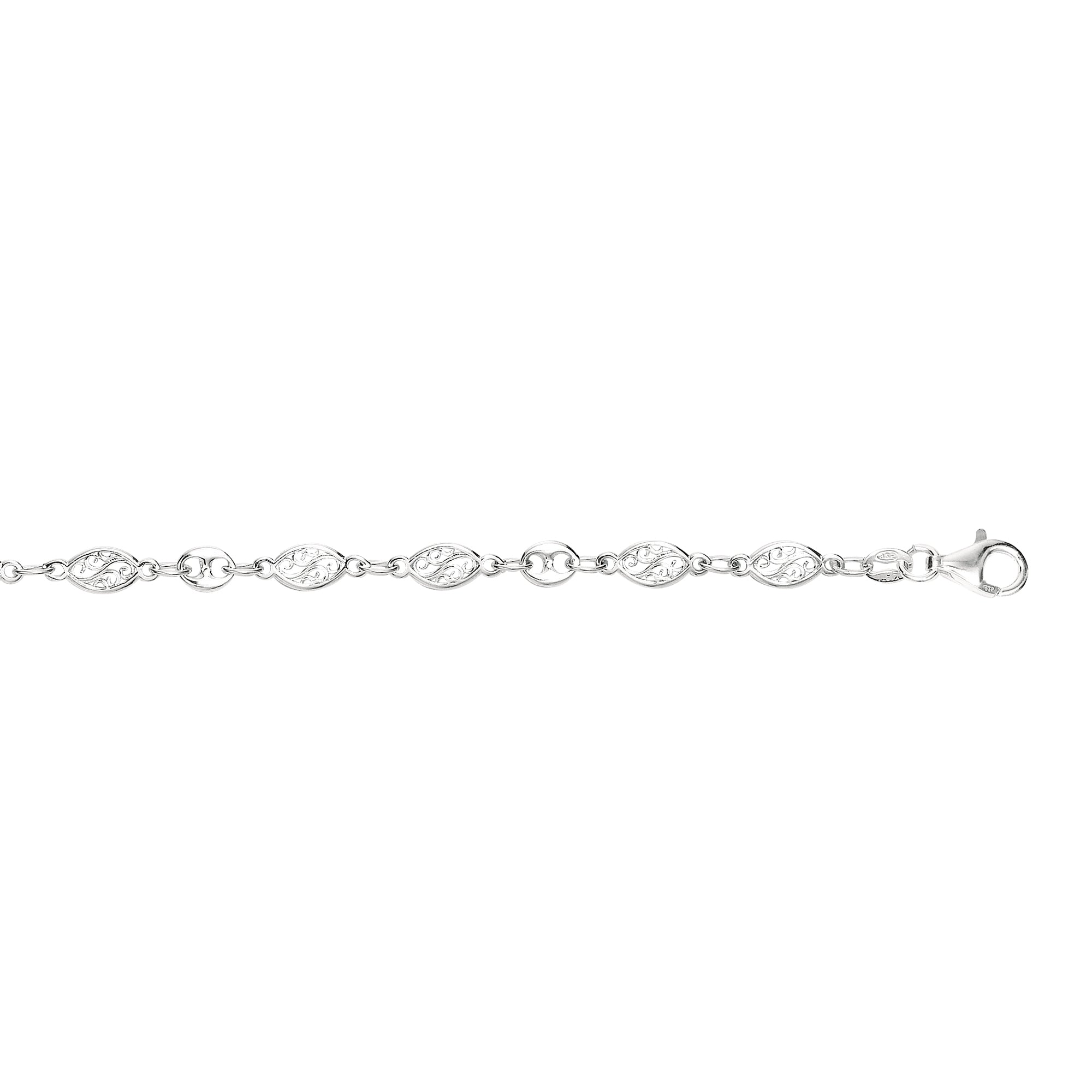 Sterling Silver 11" Filagree Anklet