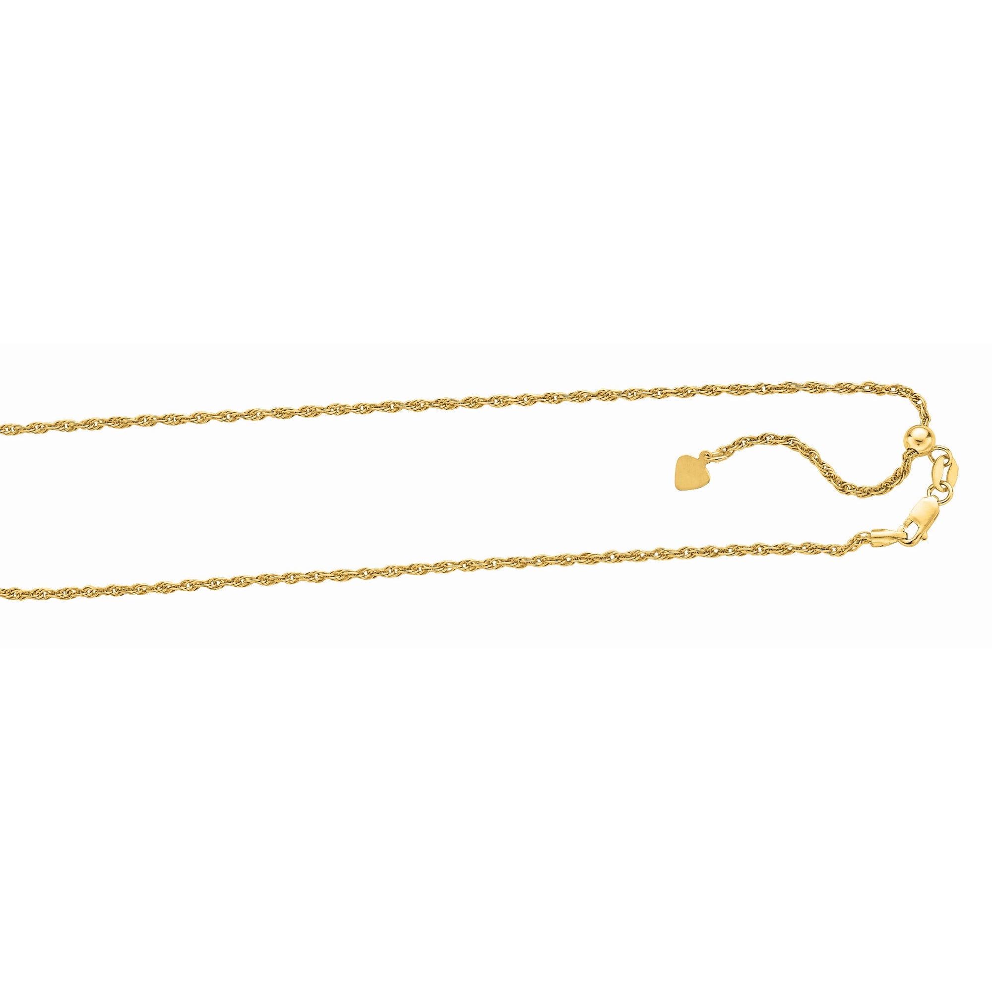 Sterling Silver 1.5mm Adjustable Yellow Rope 22" Chain with Lobster Clasp