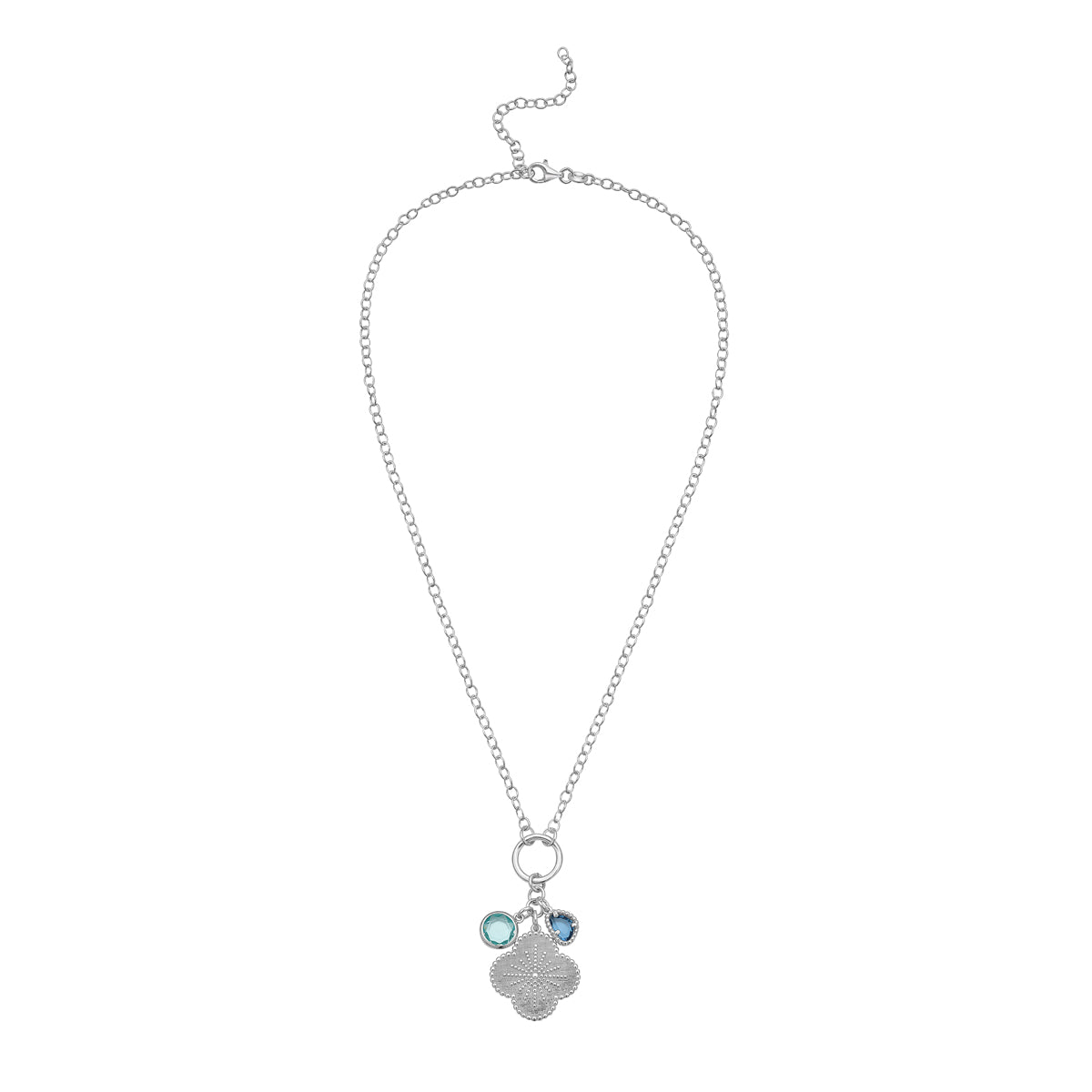 Silver Flower CZ Charm Necklace