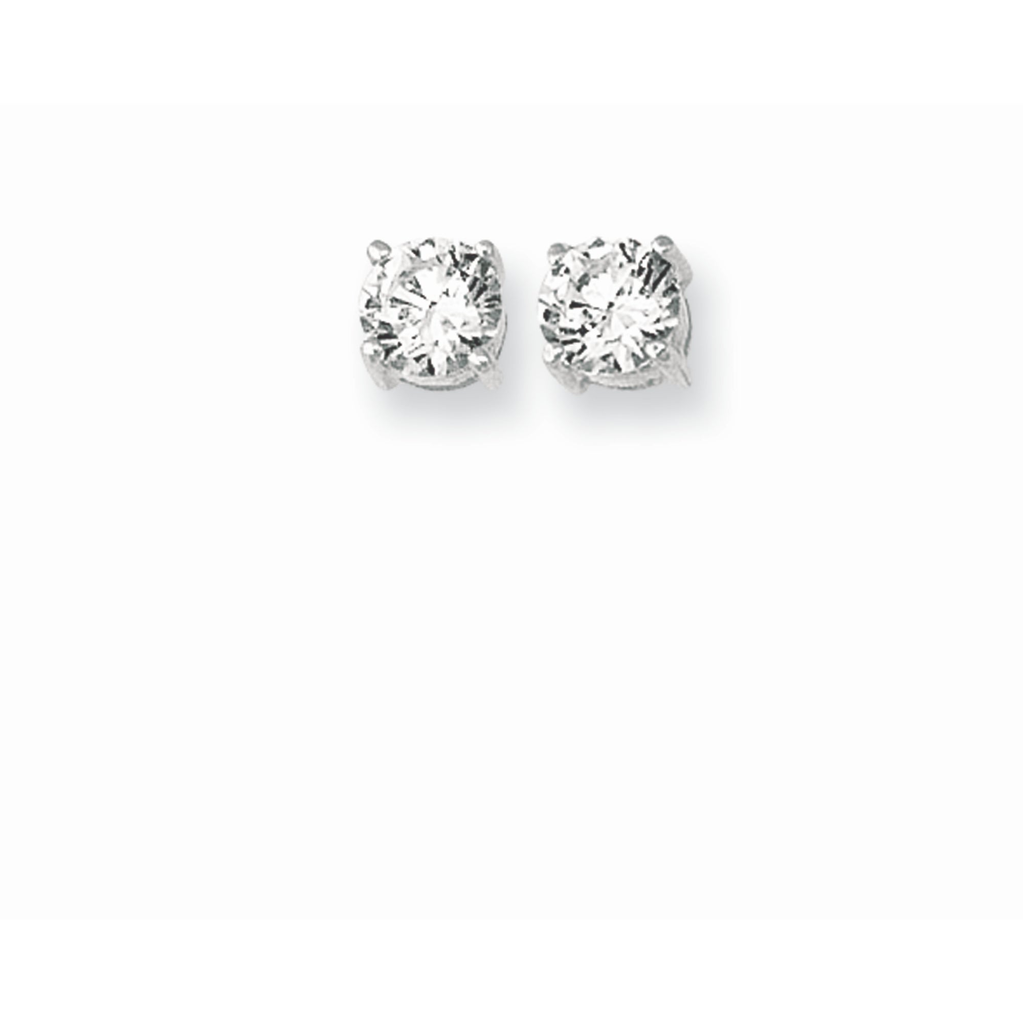 Sterling Silver 6Mm Round Cz Stud Earring