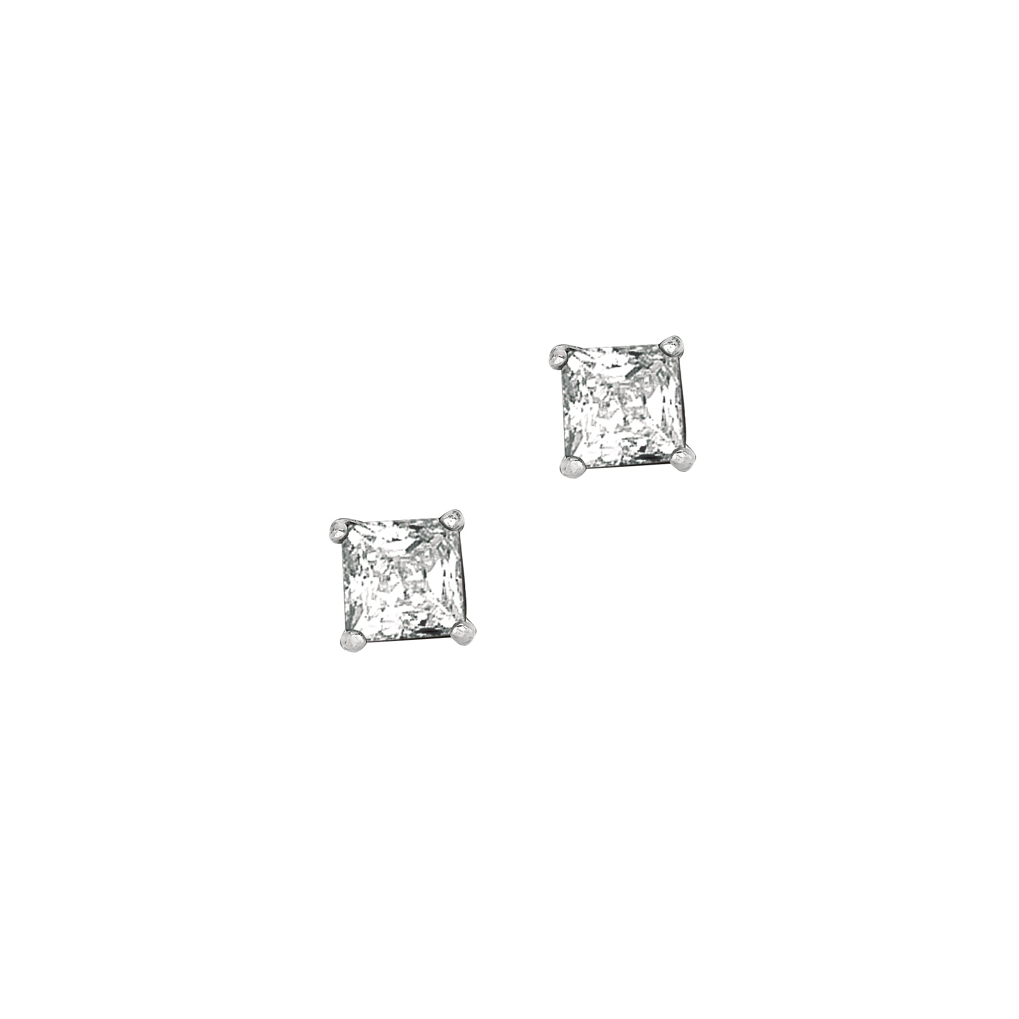 Sterling Silver 5Mm Princess Cz Stud Earring