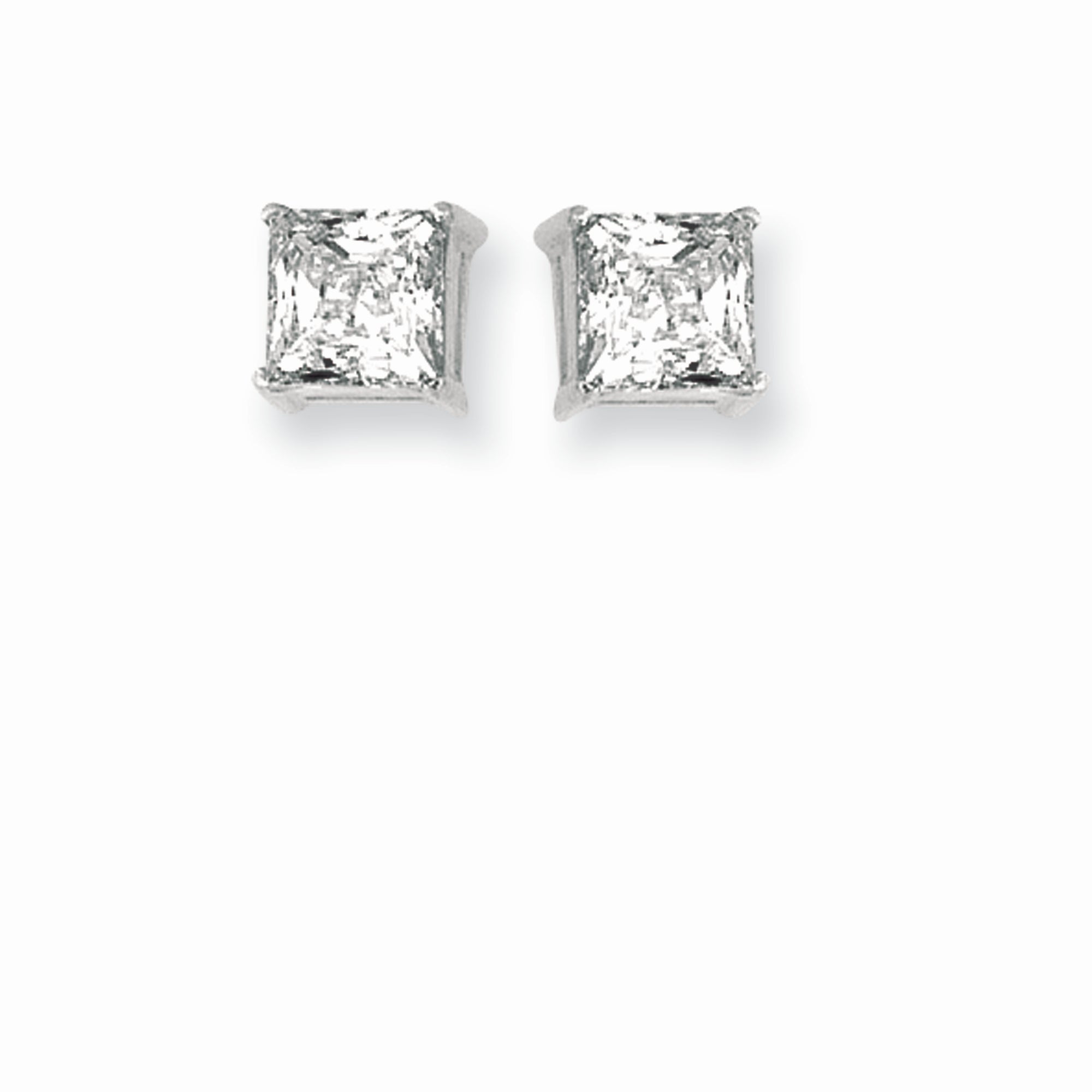 Sterling Silver 6Mm Princess Cz Stud Earring