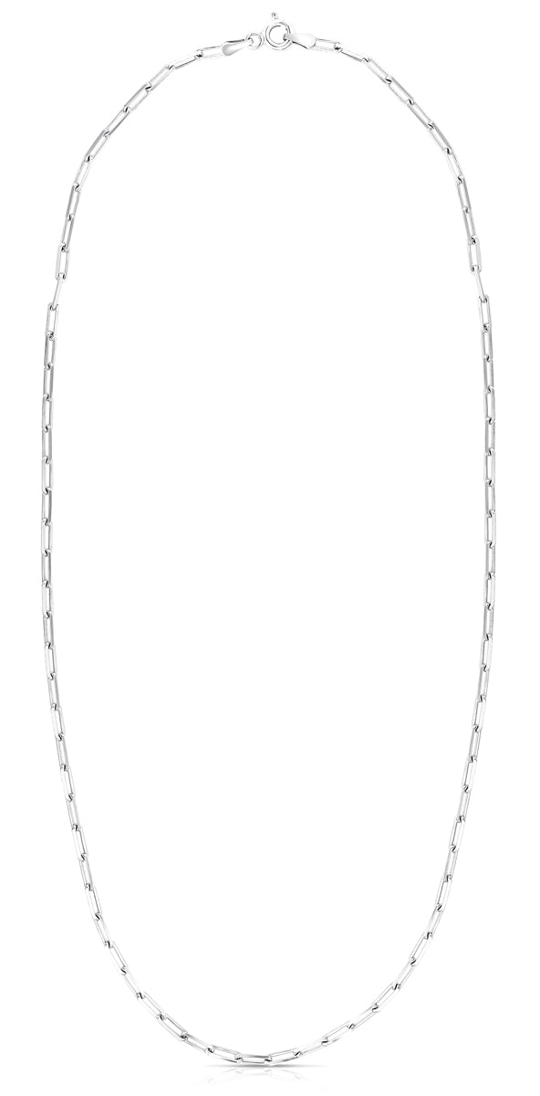 Sterling Silver 2.5mm Paperclip 24" Chain with Lobster Clasp