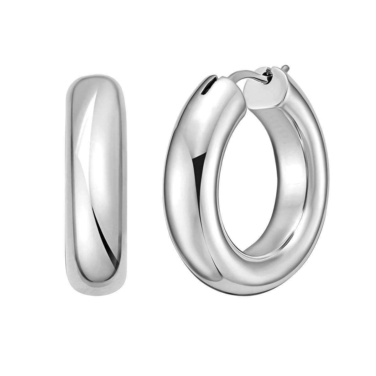 Silver Round Hinged Hoops