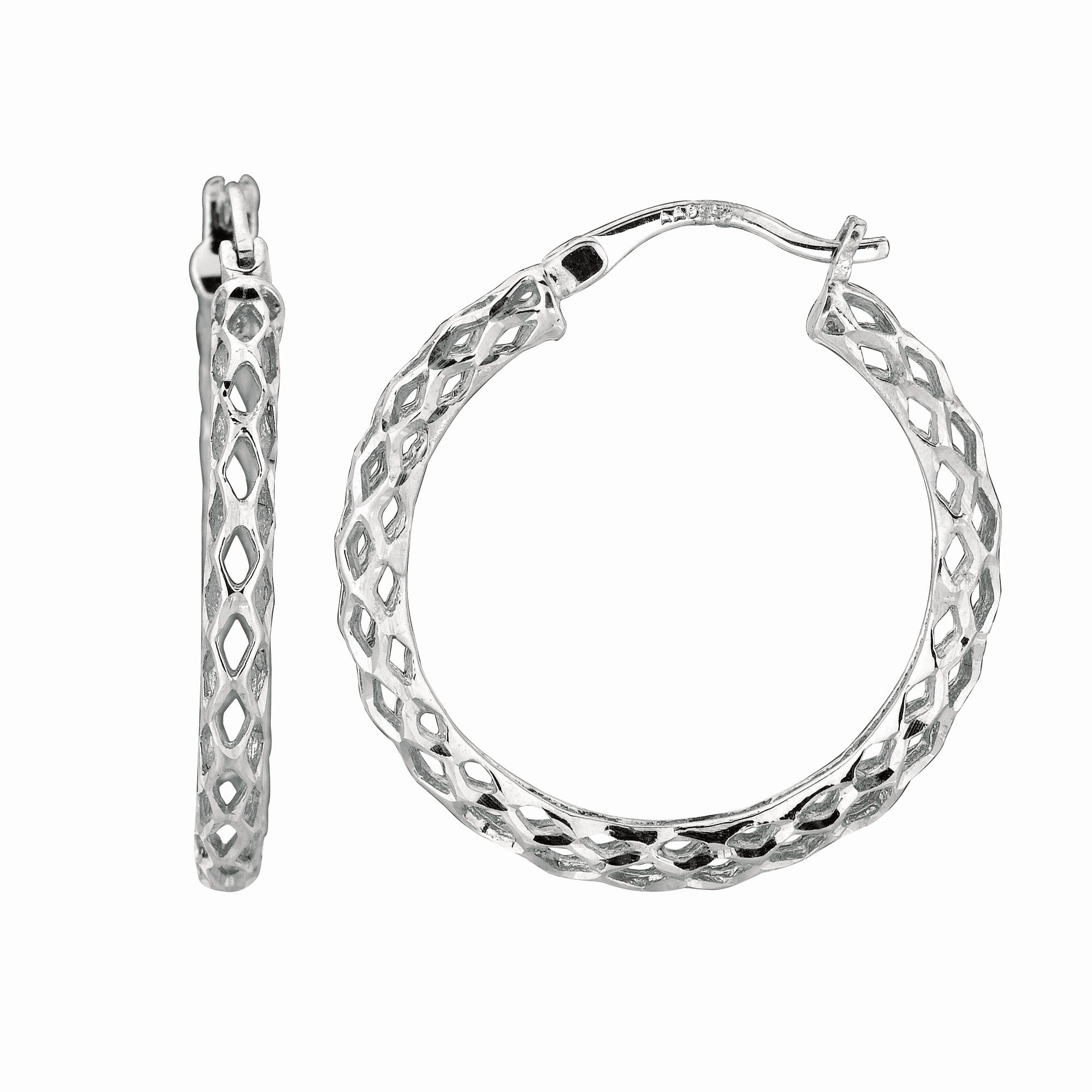 Sterling Silver 20MM Birdcage Hoop Earring