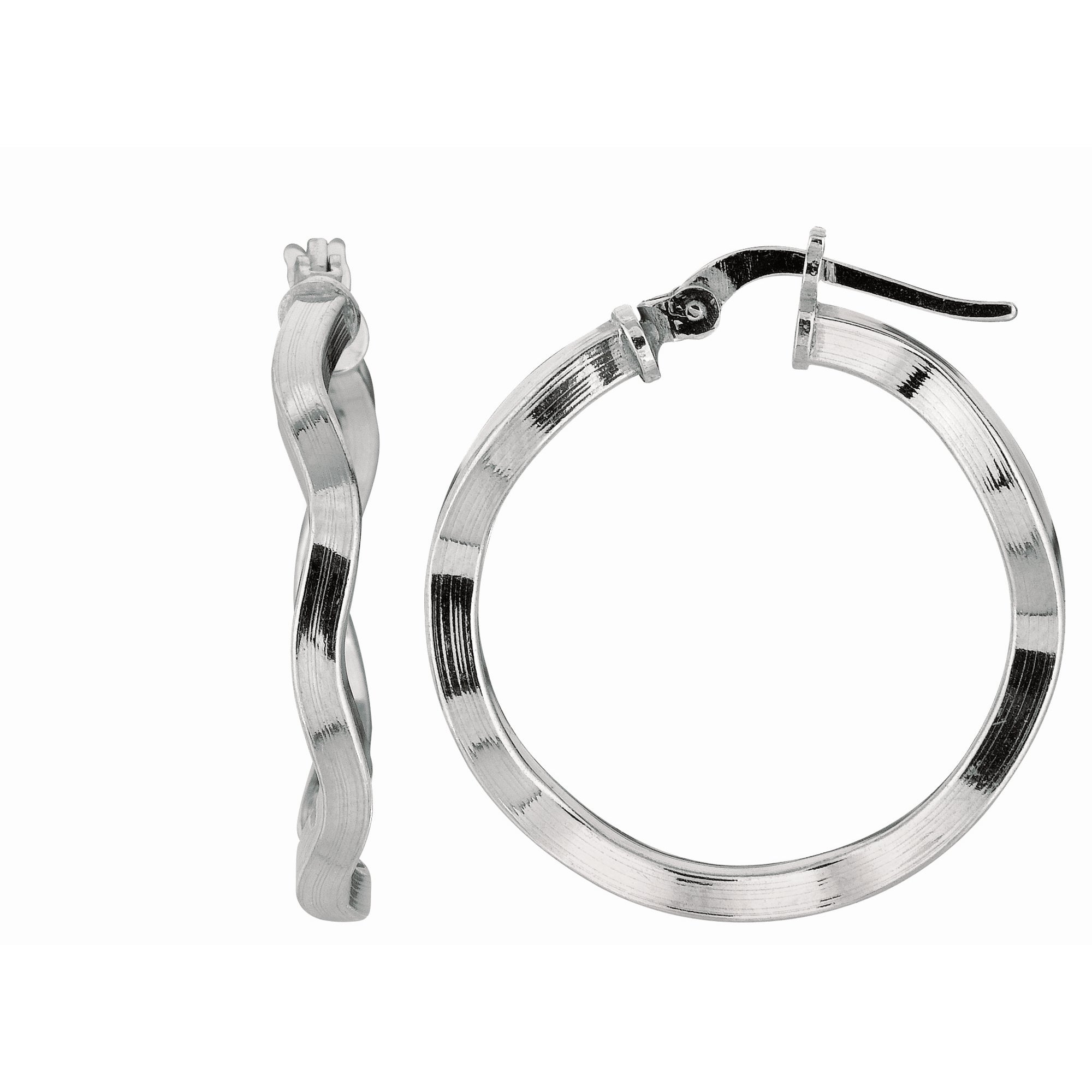 Sterling Silver Wavy Medium Hoop Earring