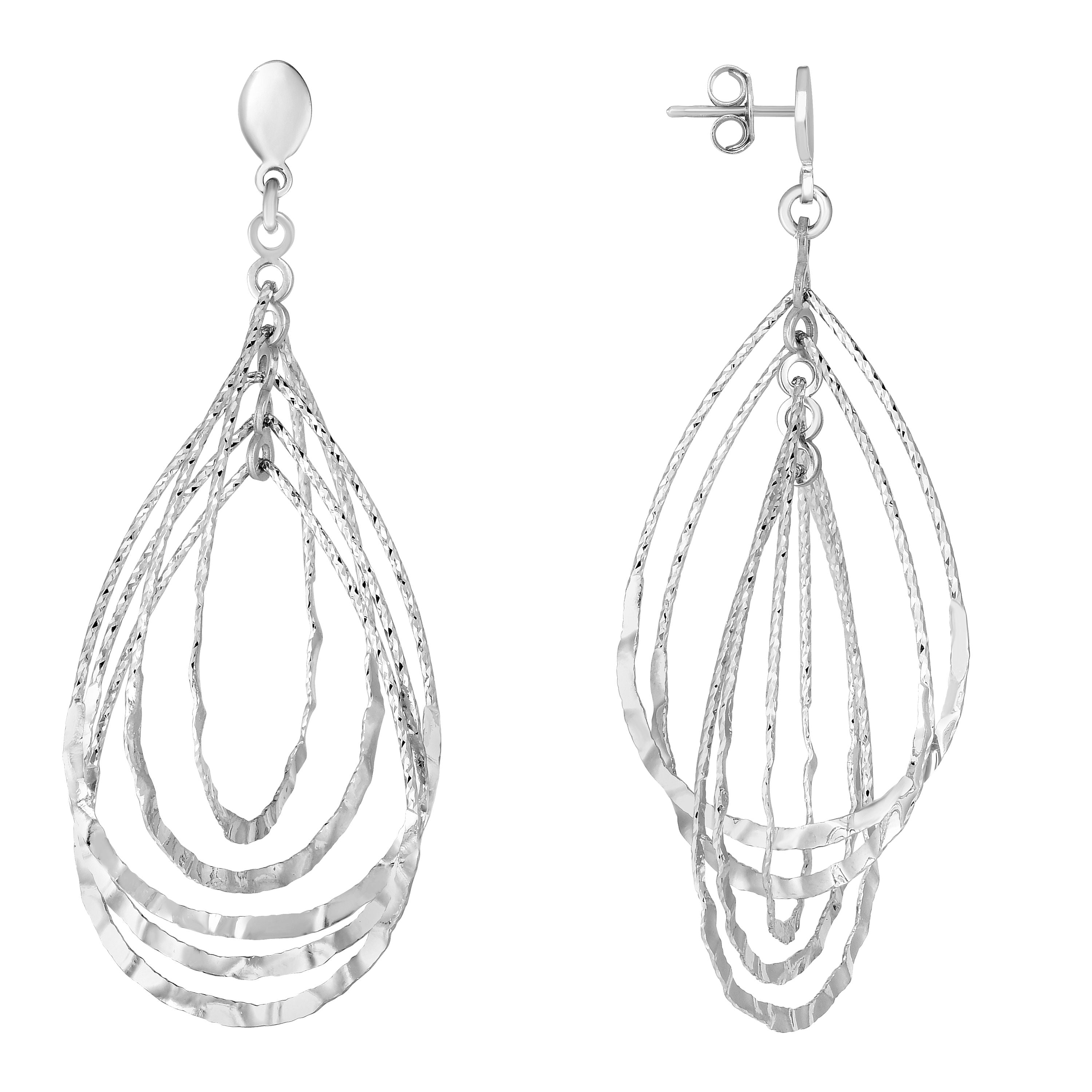 Sterling Silver Tear Drop Hammered Multirow Earring