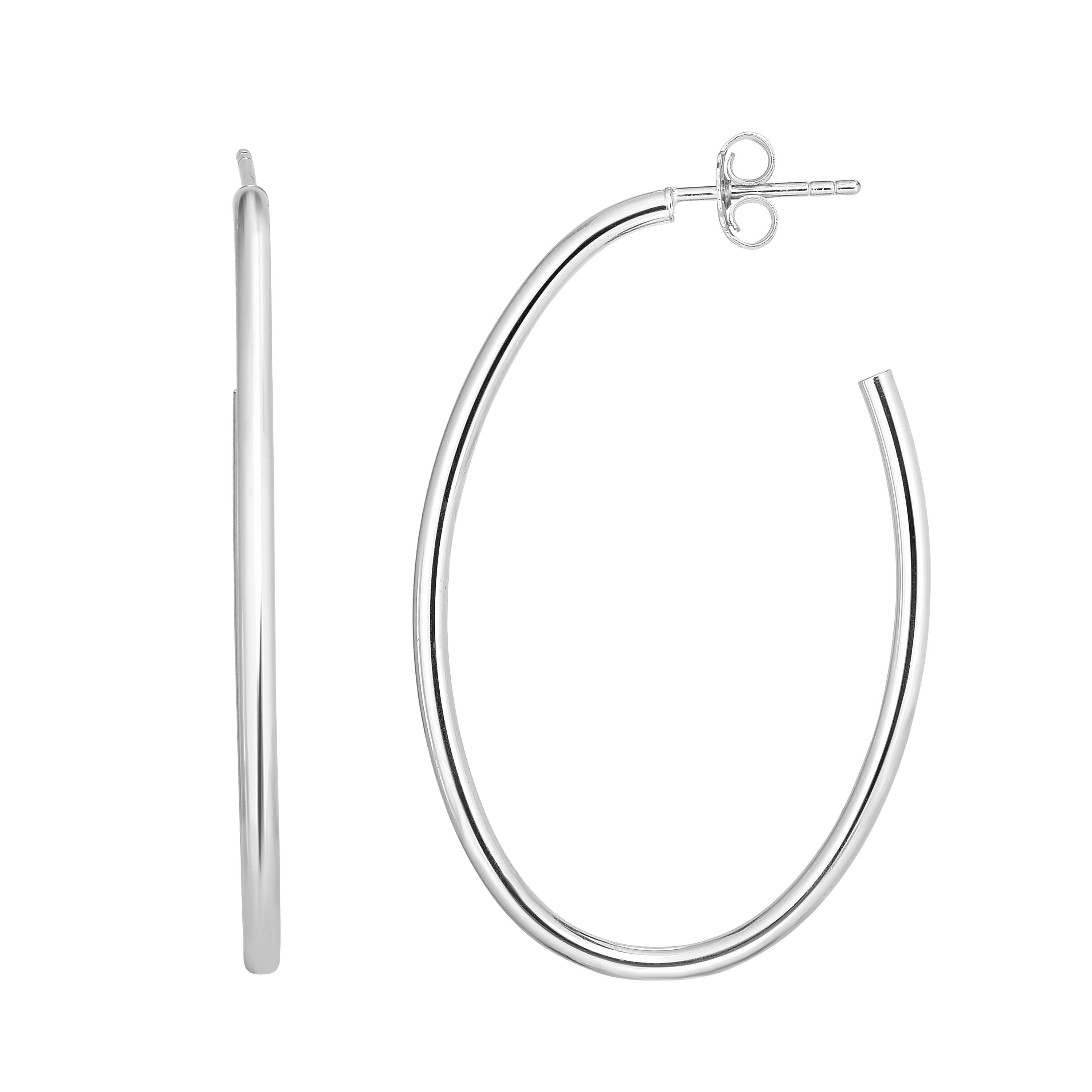 Sterling Silver Oval C Hoop Earring