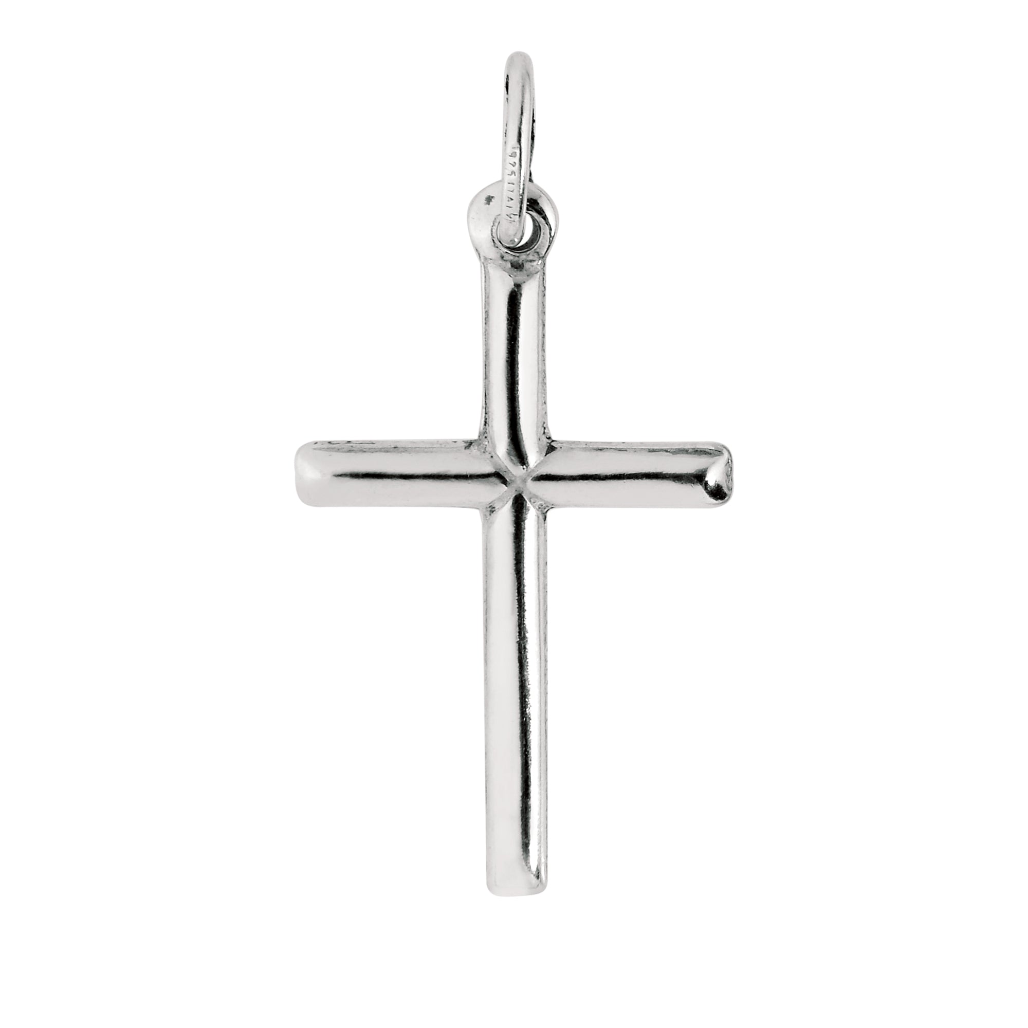 Sterling Silver Medium Polished Tube Cross
