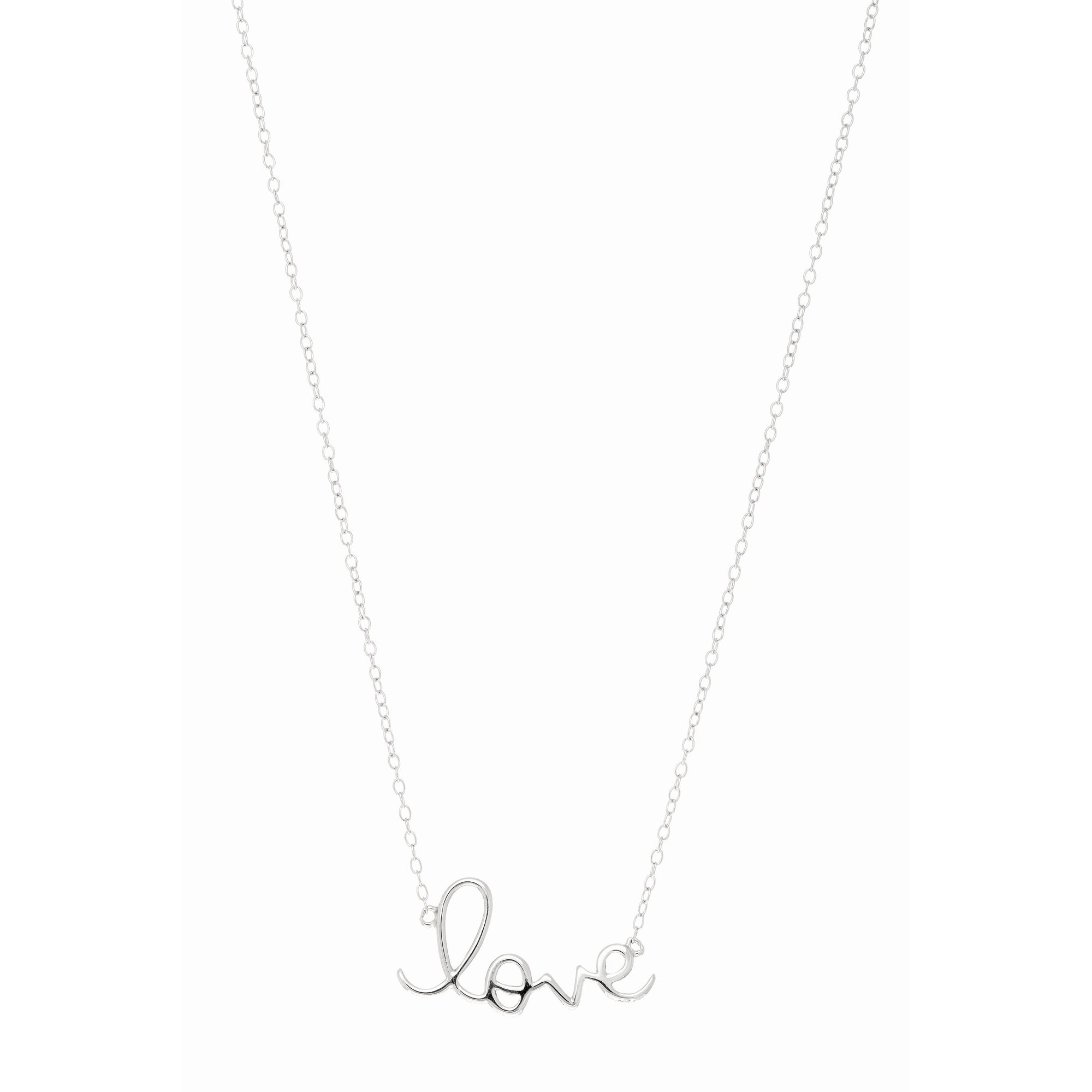 Sterling Silver 18" Love Script Necklace