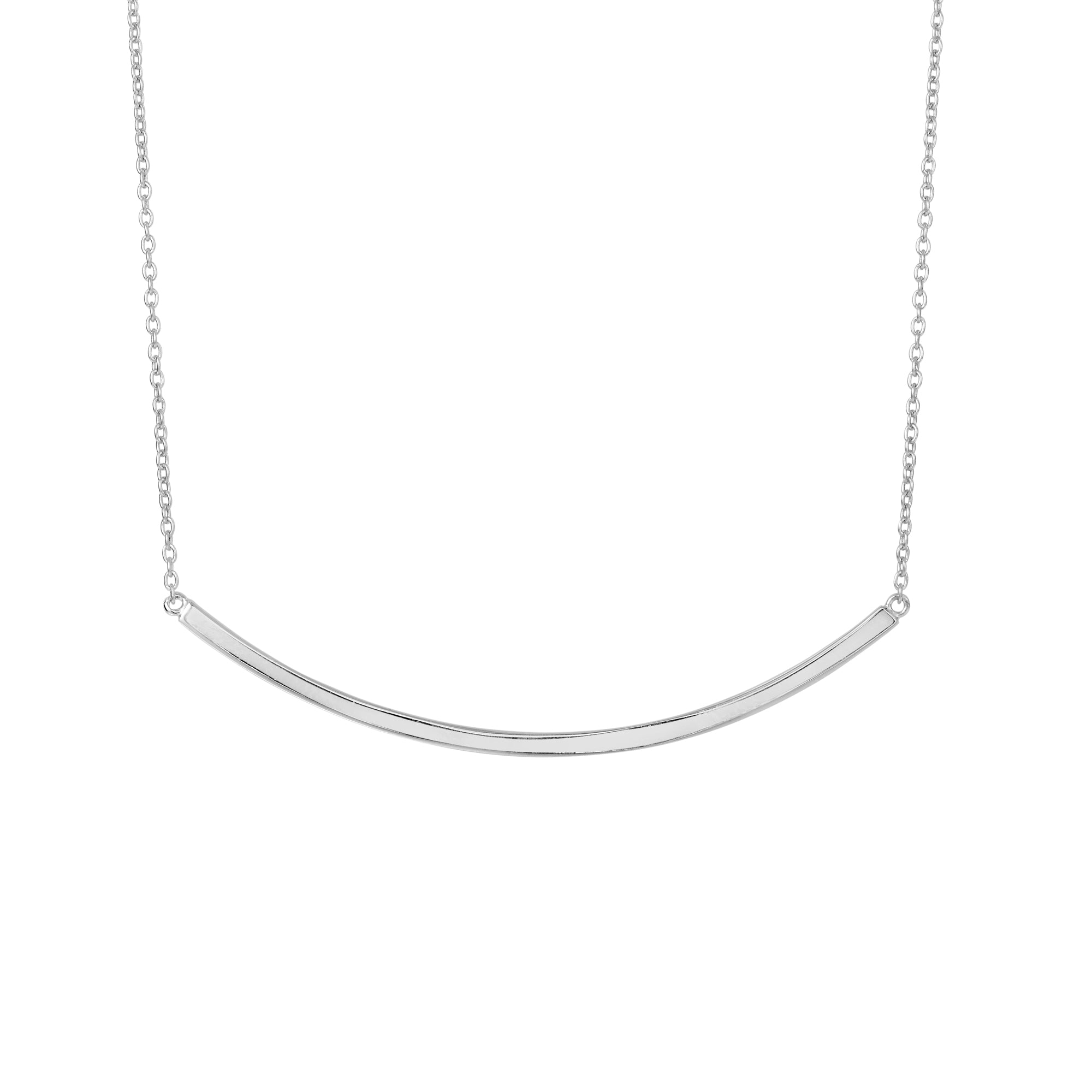 Sterling Silver 18" Curved Thin Bar Necklace