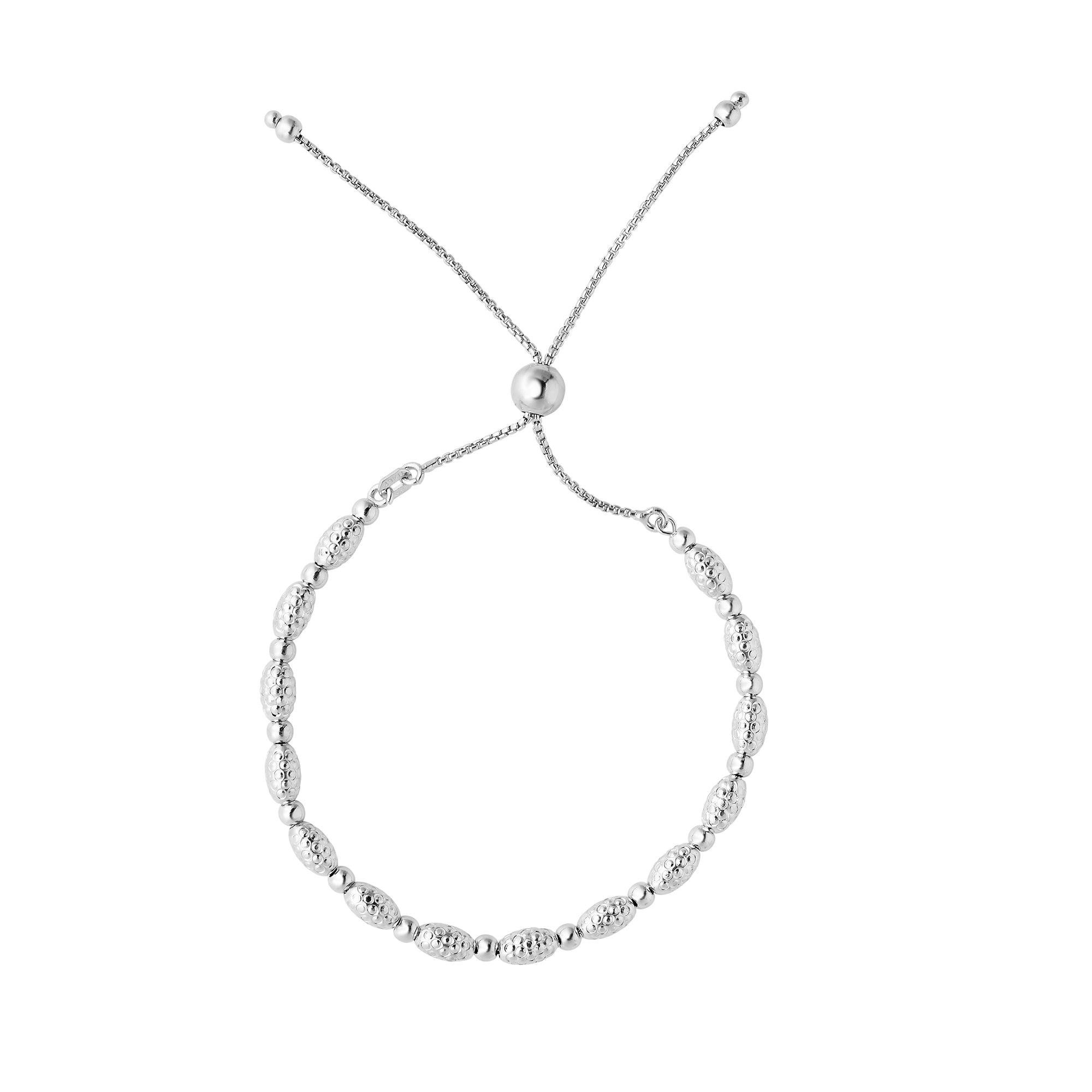 Sterling Silver 9.25" Diamond Cut Graduated Bead Friendship Bracelet