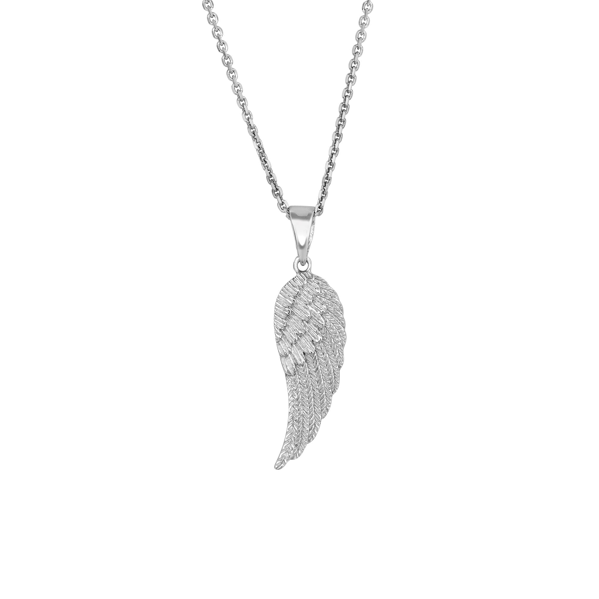 Sterling Silver 18" Diamond Cut Angel Wing Necklace