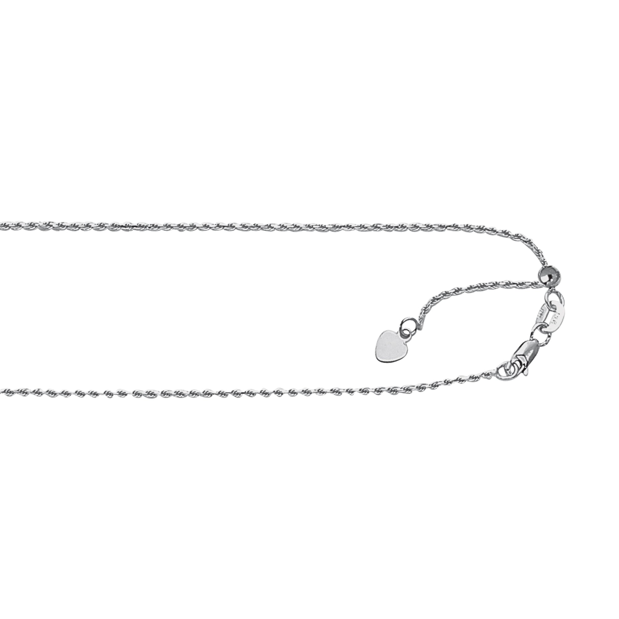 Sterling Silver 1mm Adjustable Rope 22" Chain with Lobster Clasp