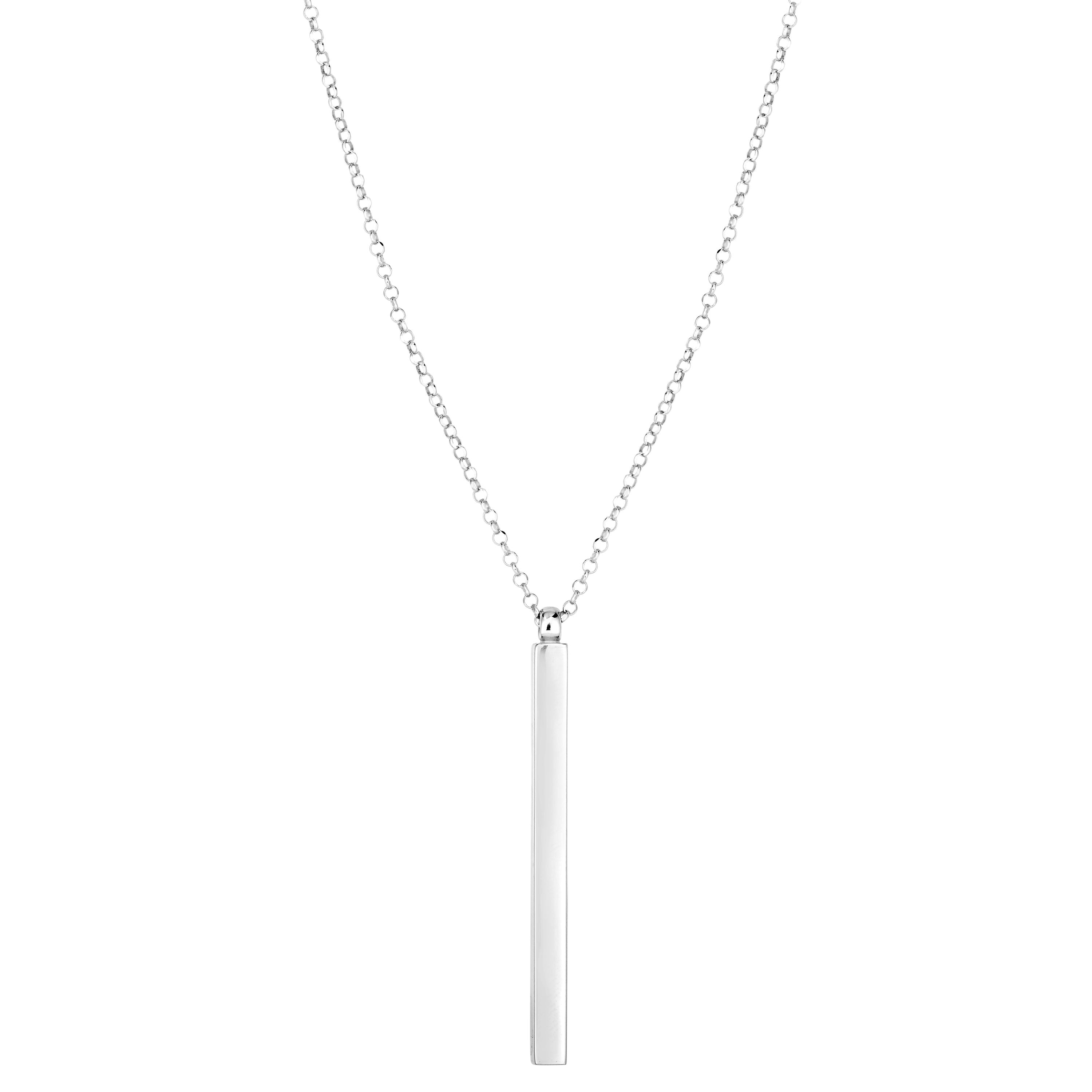 Sterling Silver 24" Vertical Long Bar Necklace