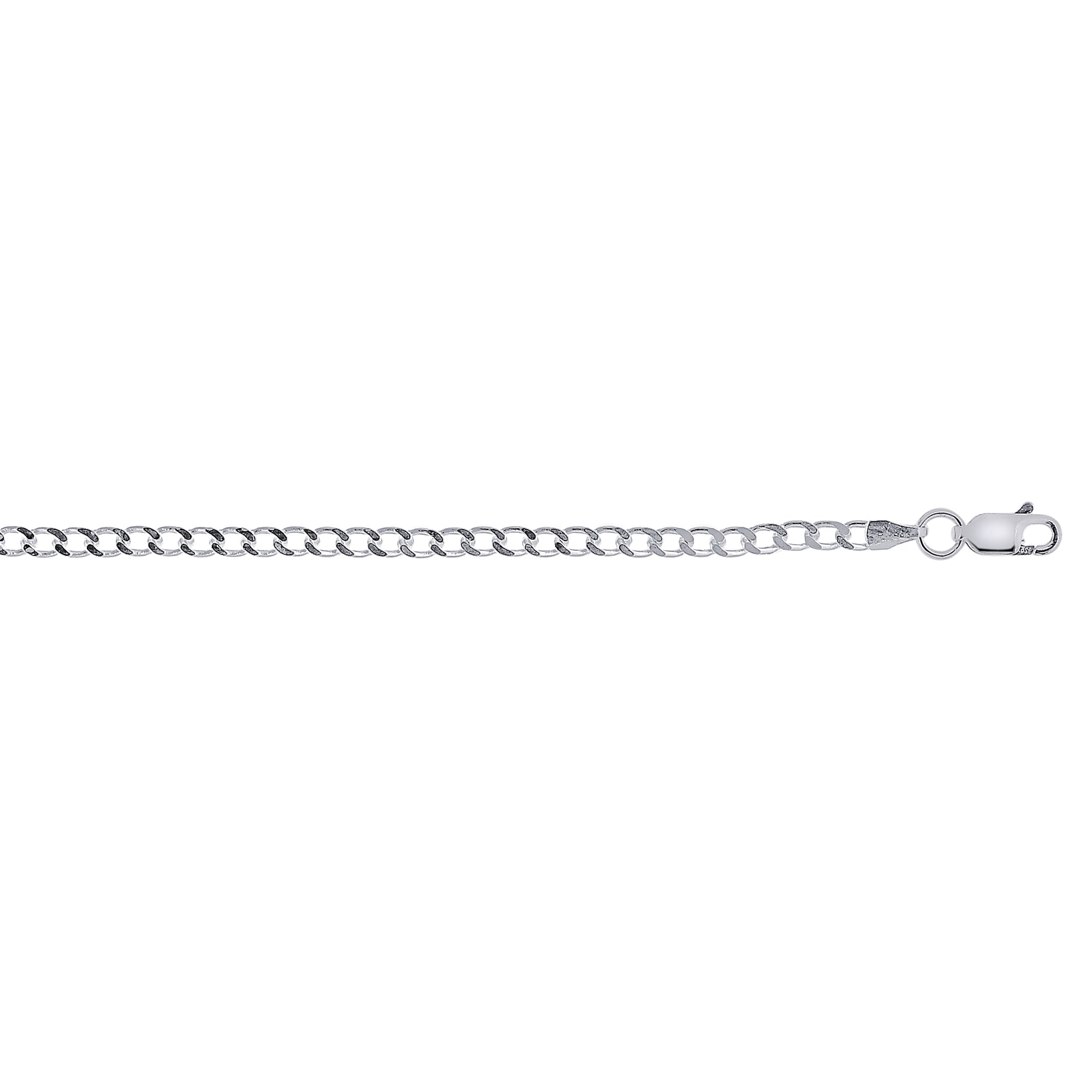 Sterling Silver 3mm Comfort Curb 24" Chain with Lobster Clasp
