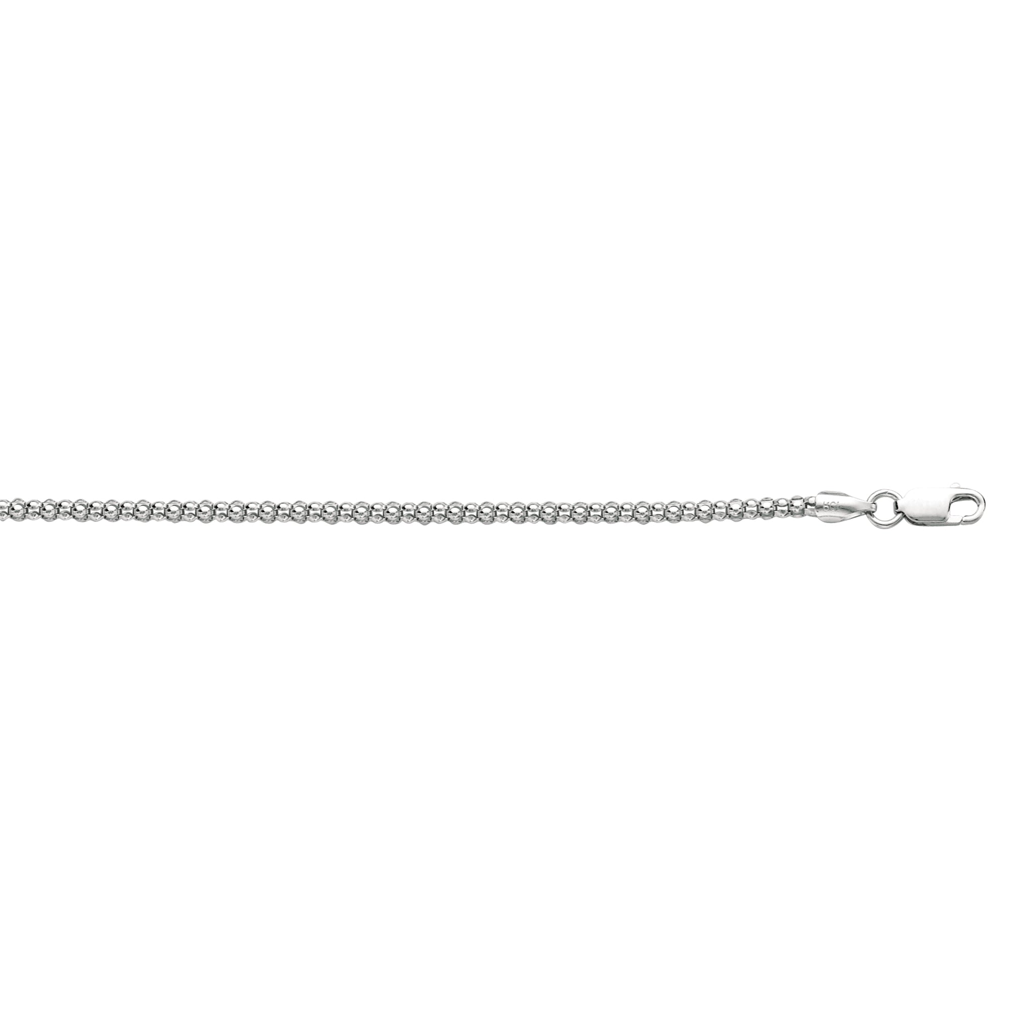 Sterling Silver 2.5mm Popcorn 24" Chain with Lobster Clasp