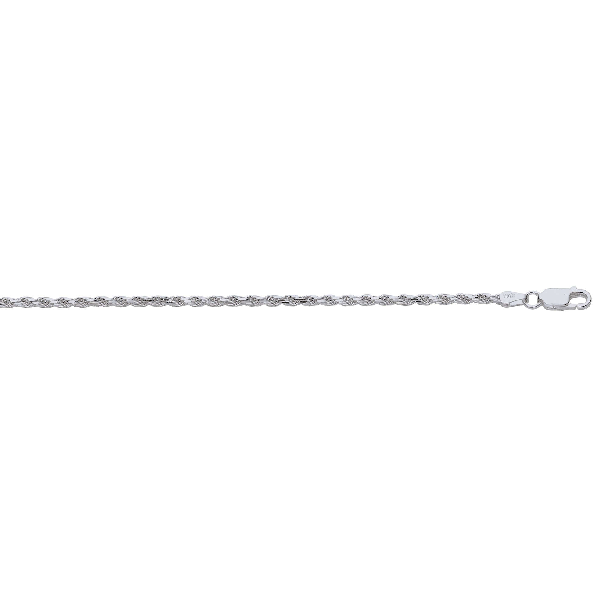 Sterling Silver 2.2mm Rope 24" Chain with Lobster Clasp