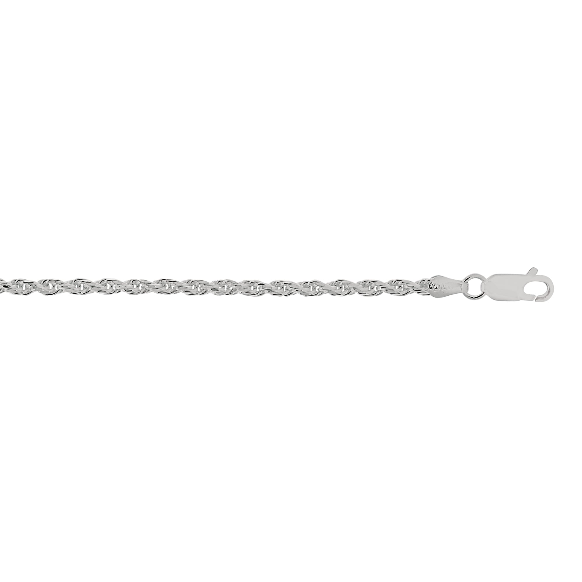 Sterling Silver 2.9mm Rope 30" Chain with Lobster Clasp