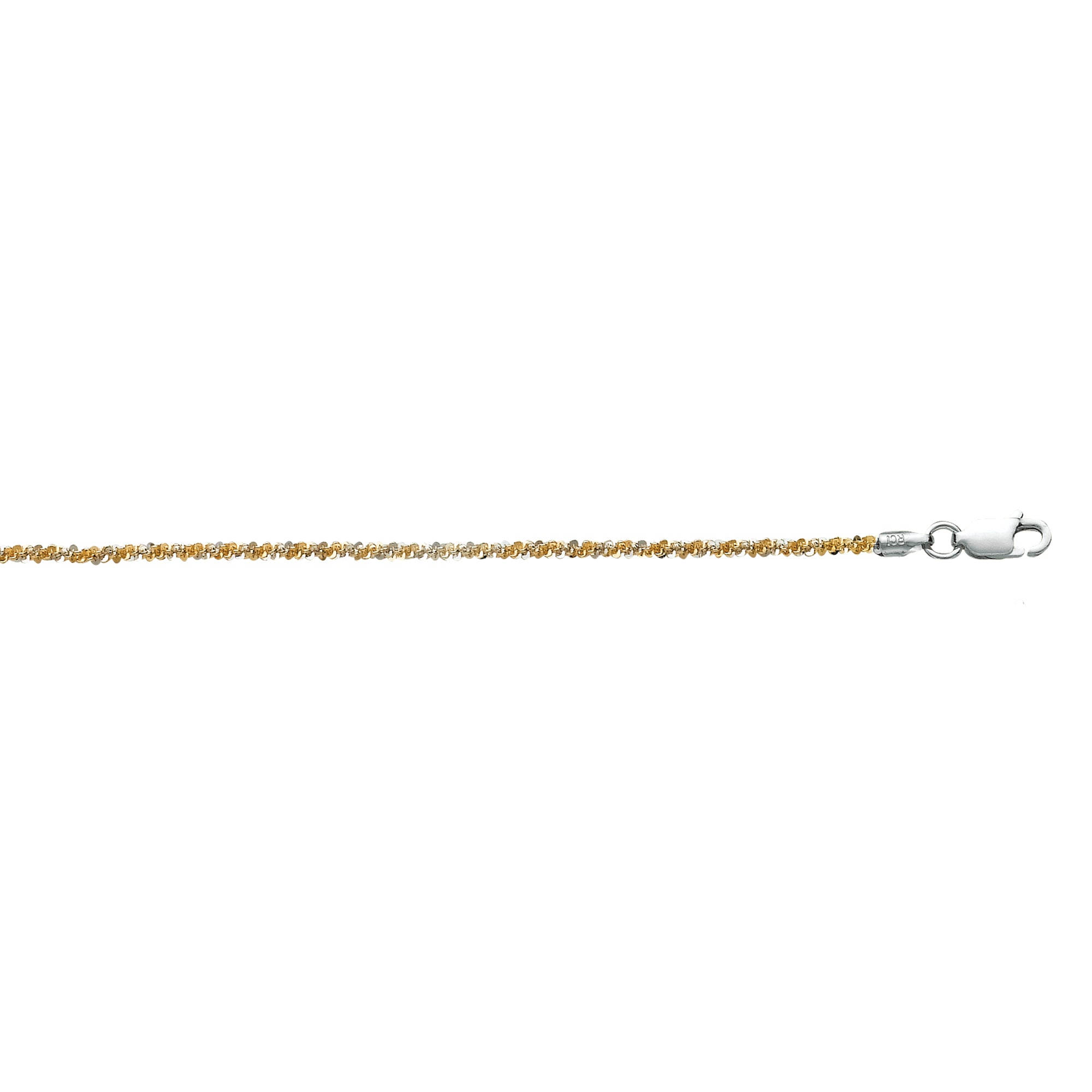Sterling Silver 10" Two-tone Sparkle Chain Anklet